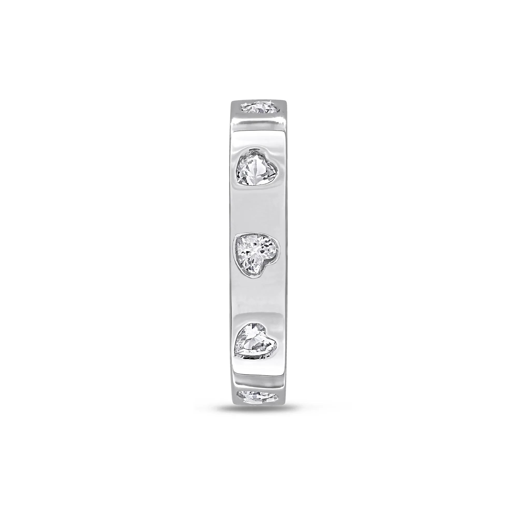 Heart-Shaped Lab-Created White Sapphire Eternity Band Ring .925 Sterling Silver Size 8 4mm - Image 3