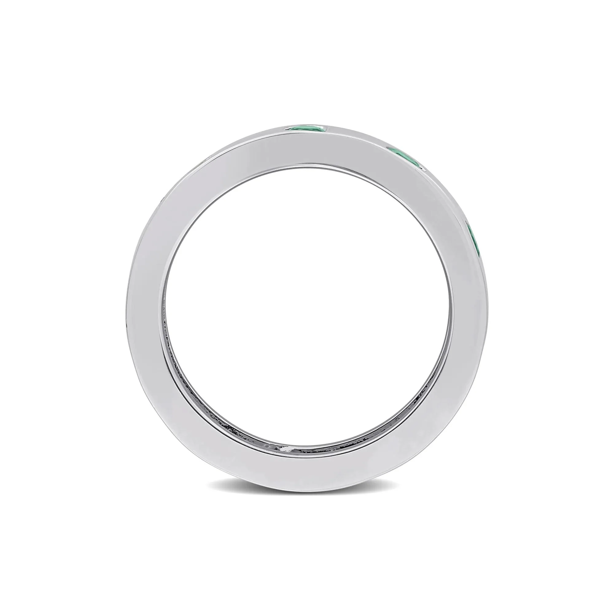 Heart-Shaped Lab-Created Emerald Eternity Band Ring .925 Sterling Silver White Size 5 4mm - Image 2