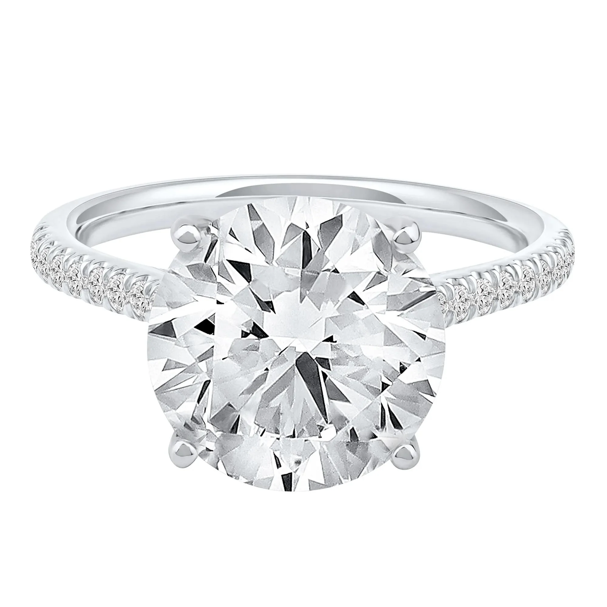 5 1/3 CT. Tw. Lab Grown Diamond Round Engagement Ring 14K White Gold Round Brilliant Cut Size 8 2mm