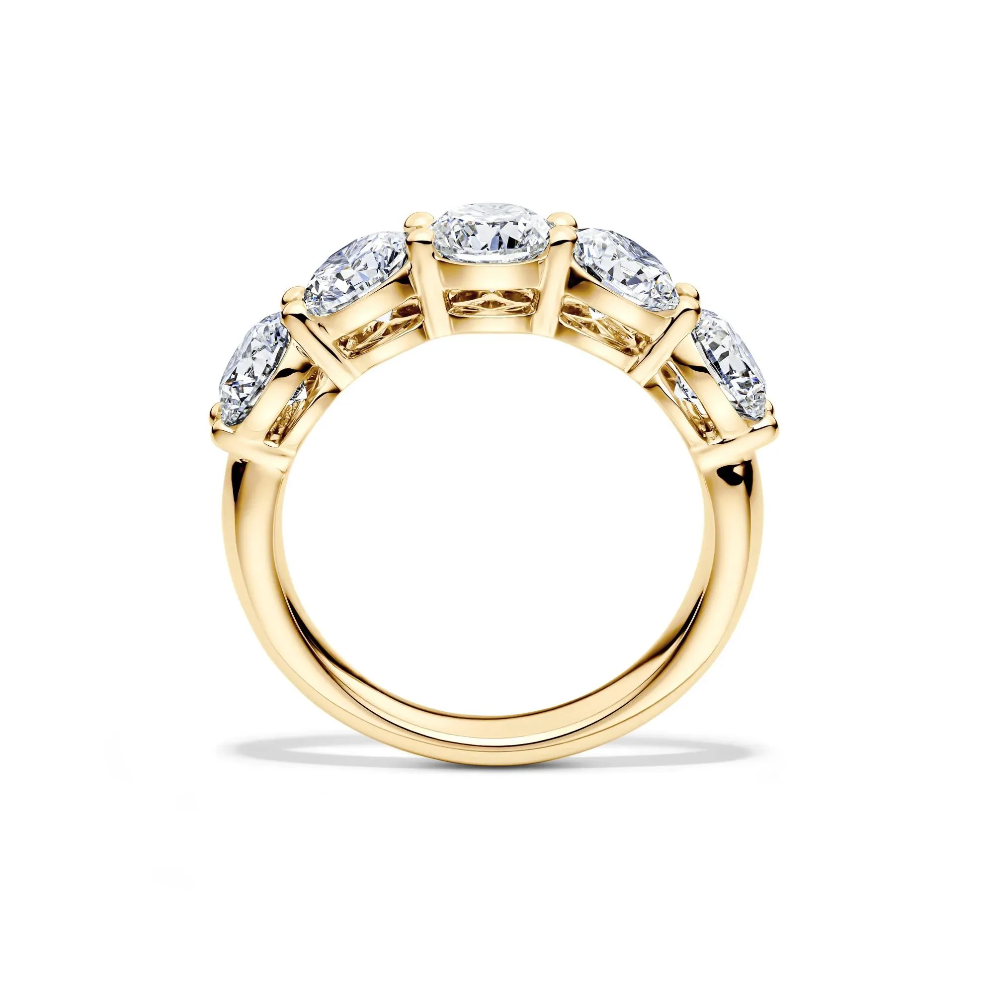3 CT. Tw. Lab Grown Diamond Five-Stone Anniversary Band Ring 14K Yellow Gold Round Brilliant Cut Size 8.5.5mm - Image 2