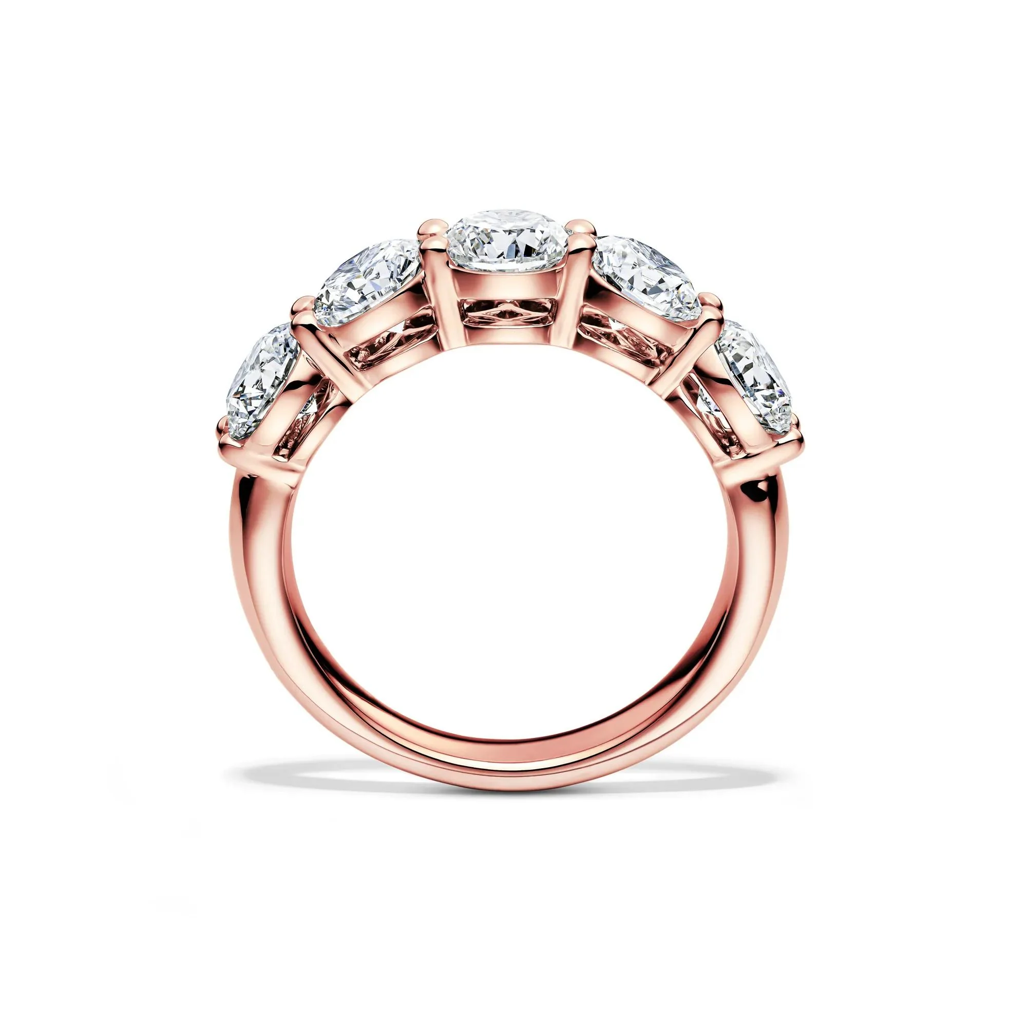 3 CT. Tw. Lab Grown Diamond Five-Stone Anniversary Band Ring 14K Rose Gold Round Brilliant Cut Size 9 5.5mm - Image 2