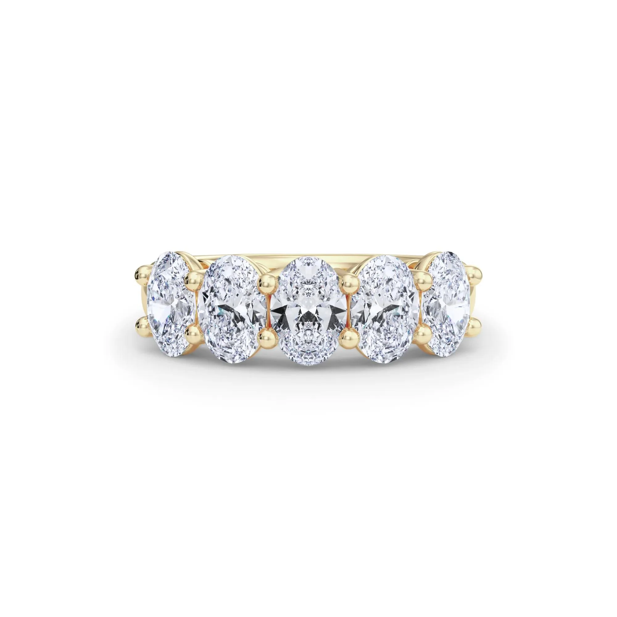 3 CT. Tw. Lab Grown Diamond Five-Stone Anniversary Band Ring 14K Yellow Gold Size 6.5mm