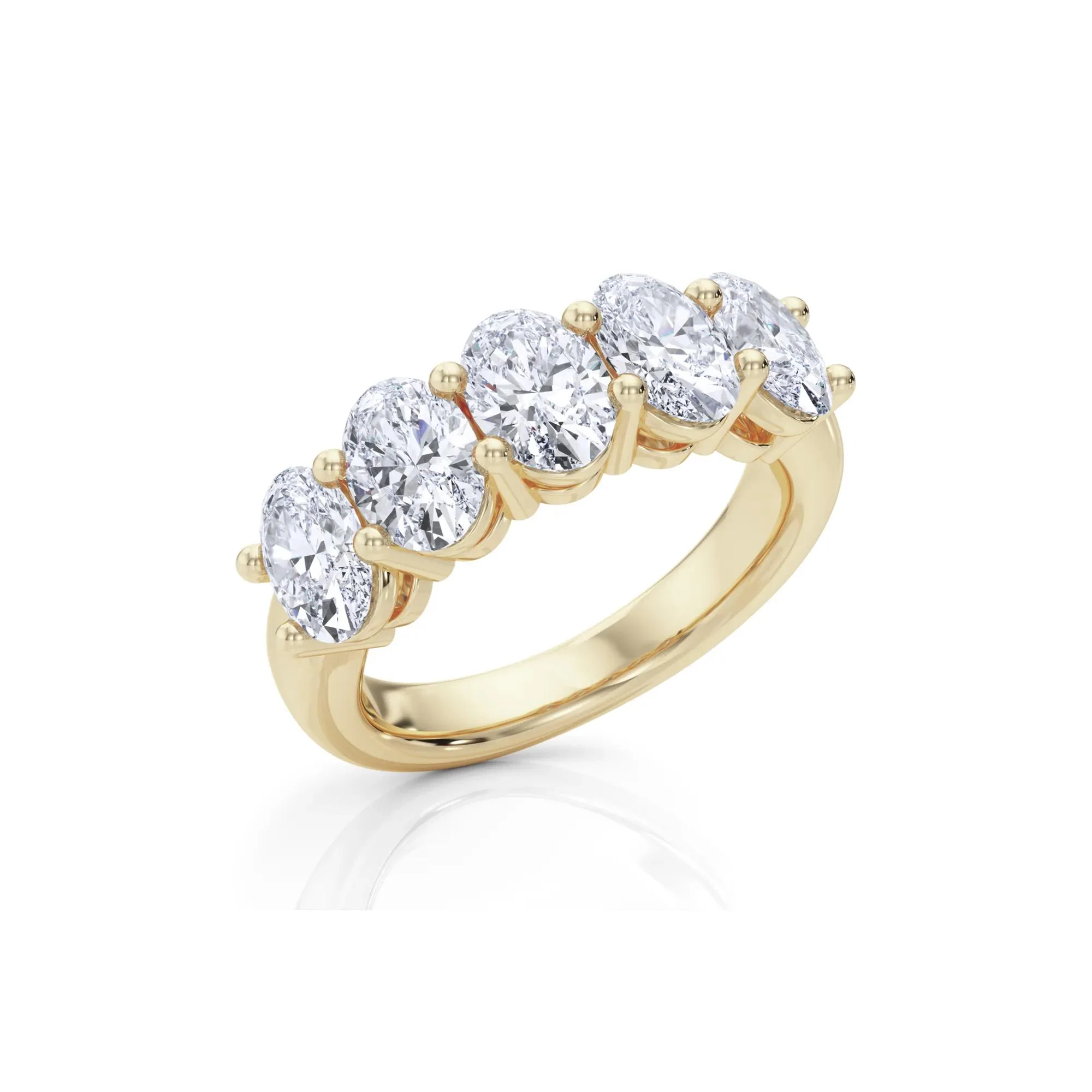 3 CT. Tw. Lab Grown Diamond Five-Stone Anniversary Band Ring 14K Yellow Gold Size 6.5mm - Image 5