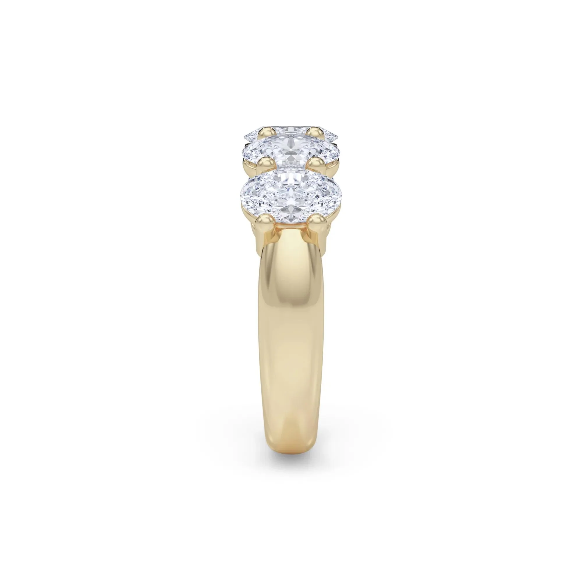 3 CT. Tw. Lab Grown Diamond Five-Stone Anniversary Band Ring 14K Yellow Gold Size 6.5 6.5mm - Image 3