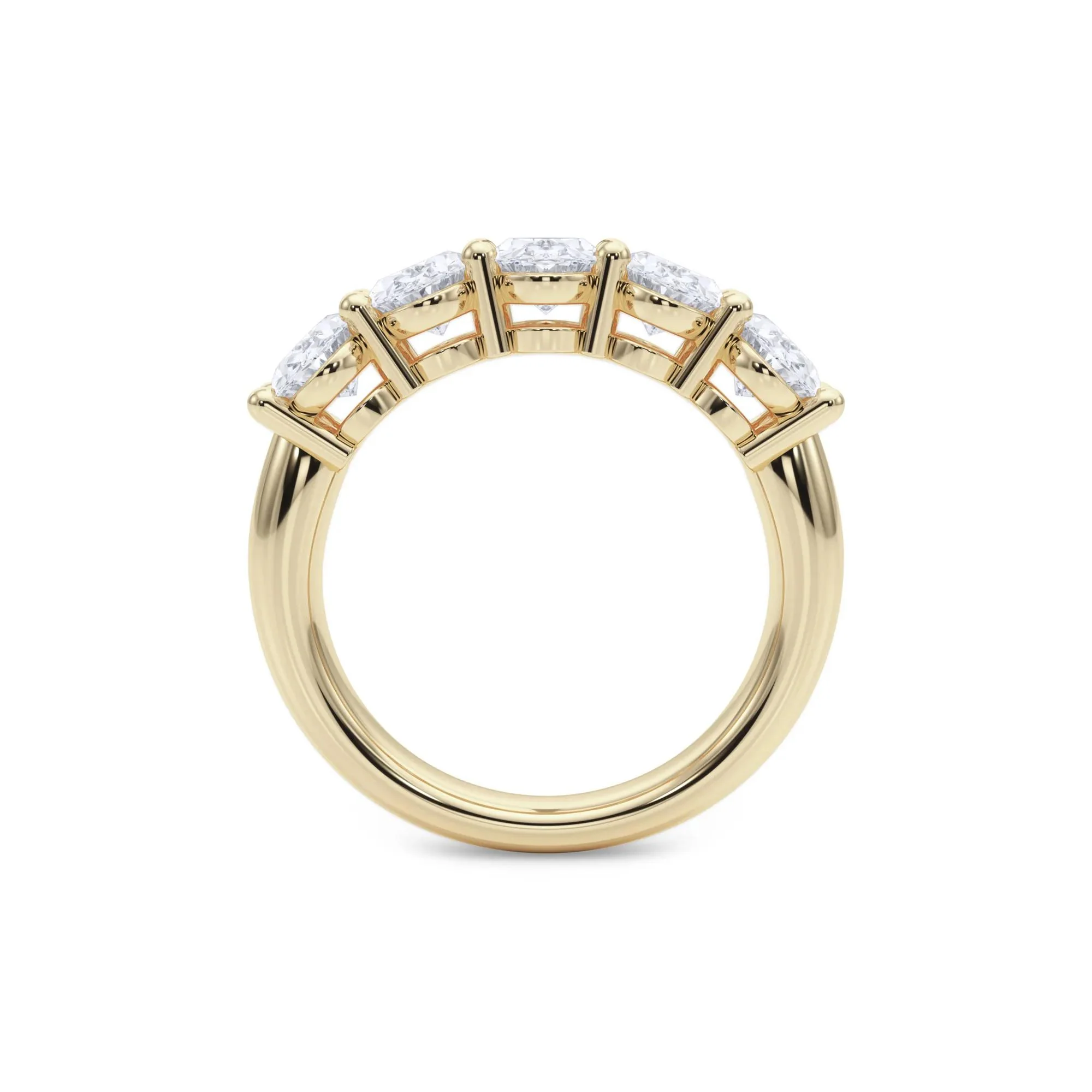 3 CT. Tw. Lab Grown Diamond Five-Stone Anniversary Band Ring 14K Yellow Gold Size 7.5 6.5mm - Image 2