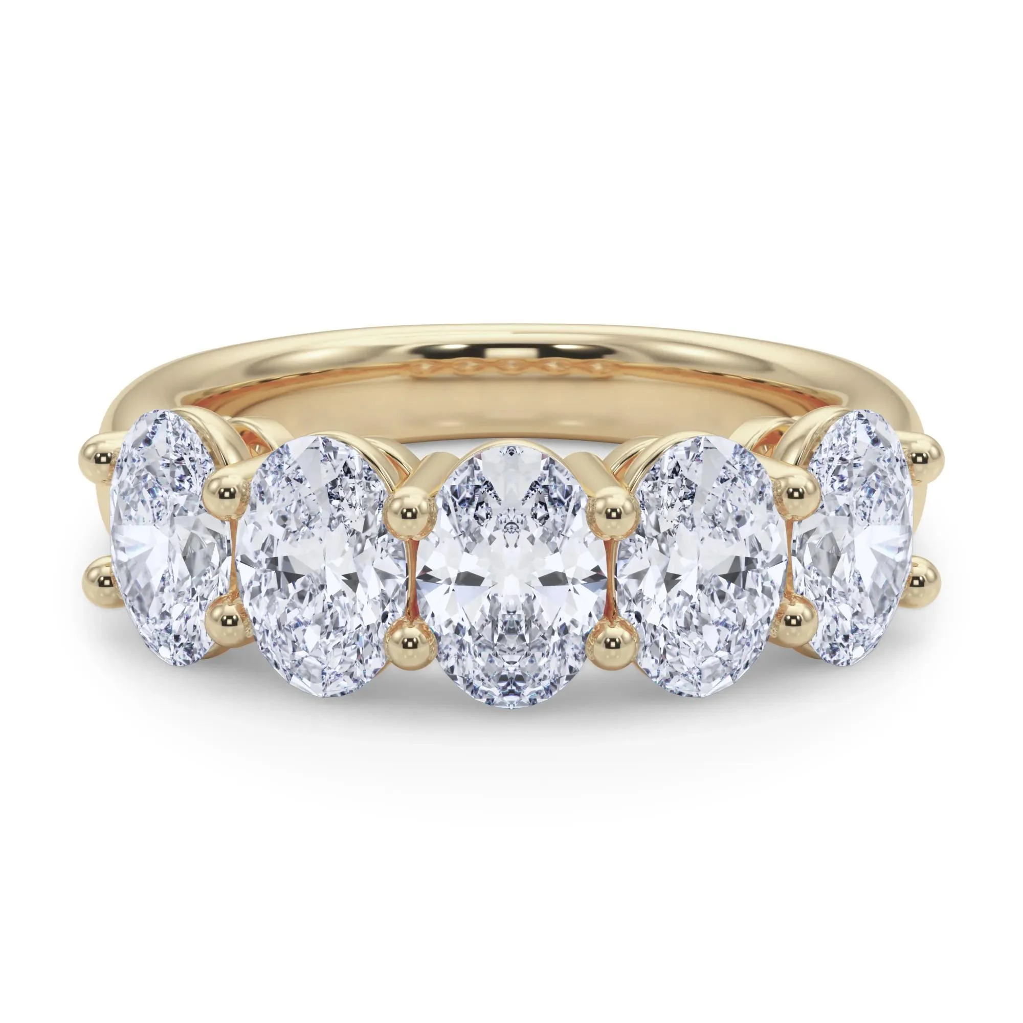 3 CT. Tw. Lab Grown Diamond Five-Stone Anniversary Band Ring 14K Yellow Gold Size 8.5 6.5mm - Image 4
