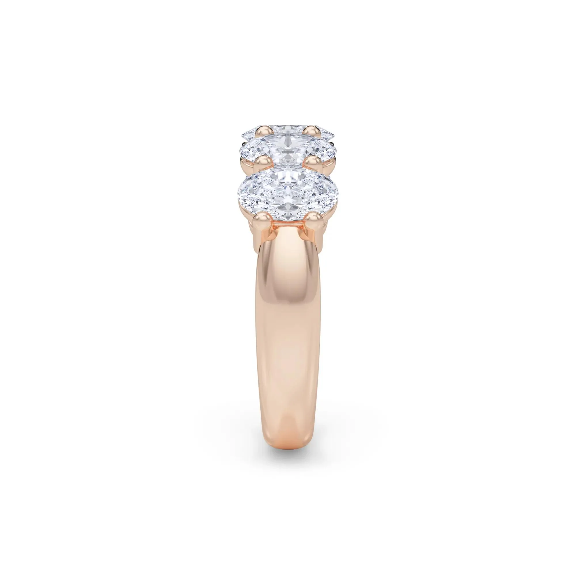 3 CT. Tw. Lab Grown Diamond Five-Stone Anniversary Band Ring 14K Rose Gold Size 5 6.5mm - Image 3