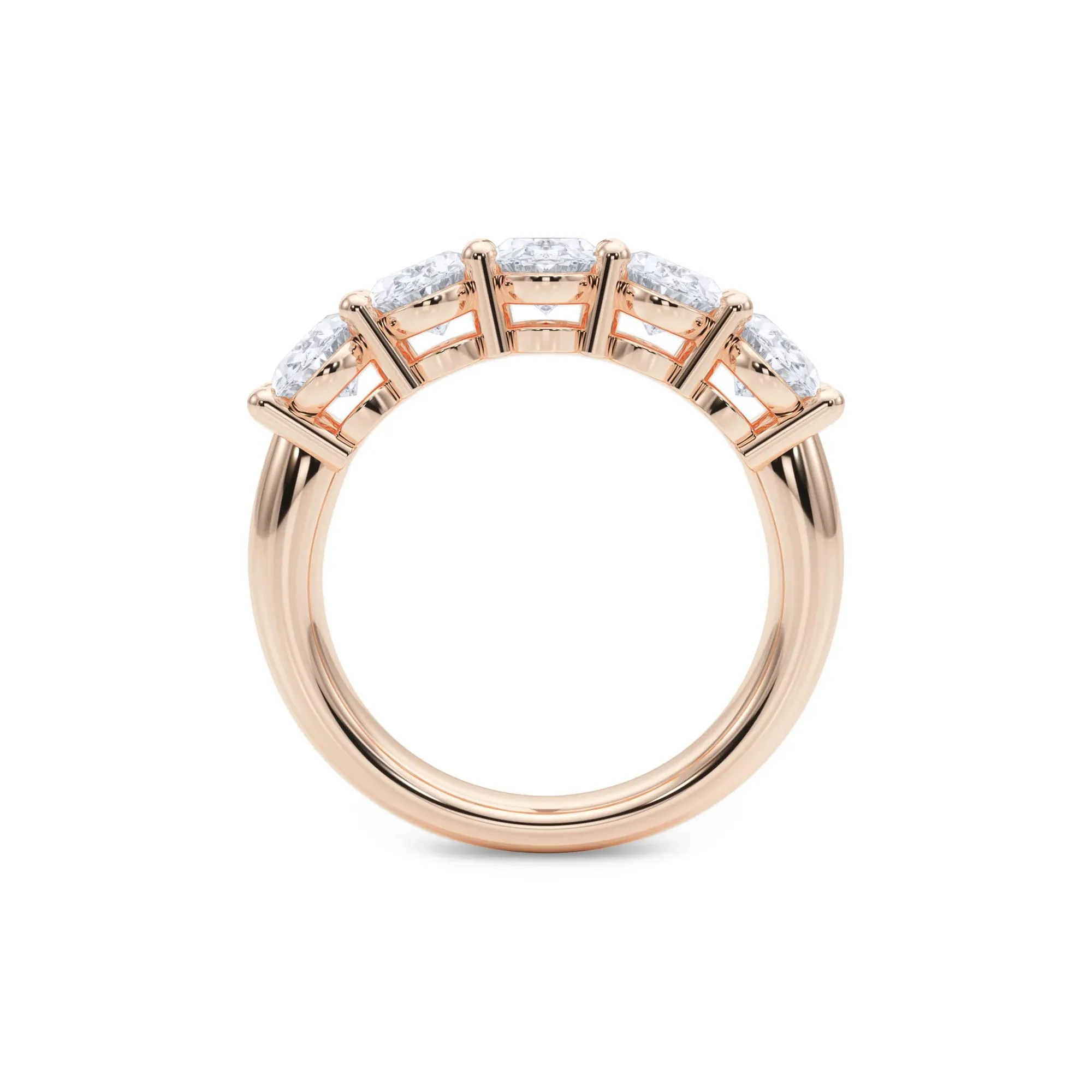 3 CT. Tw. Lab Grown Diamond Five-Stone Anniversary Band Ring 14K Rose Gold Size 6.5 6.5mm - Image 2