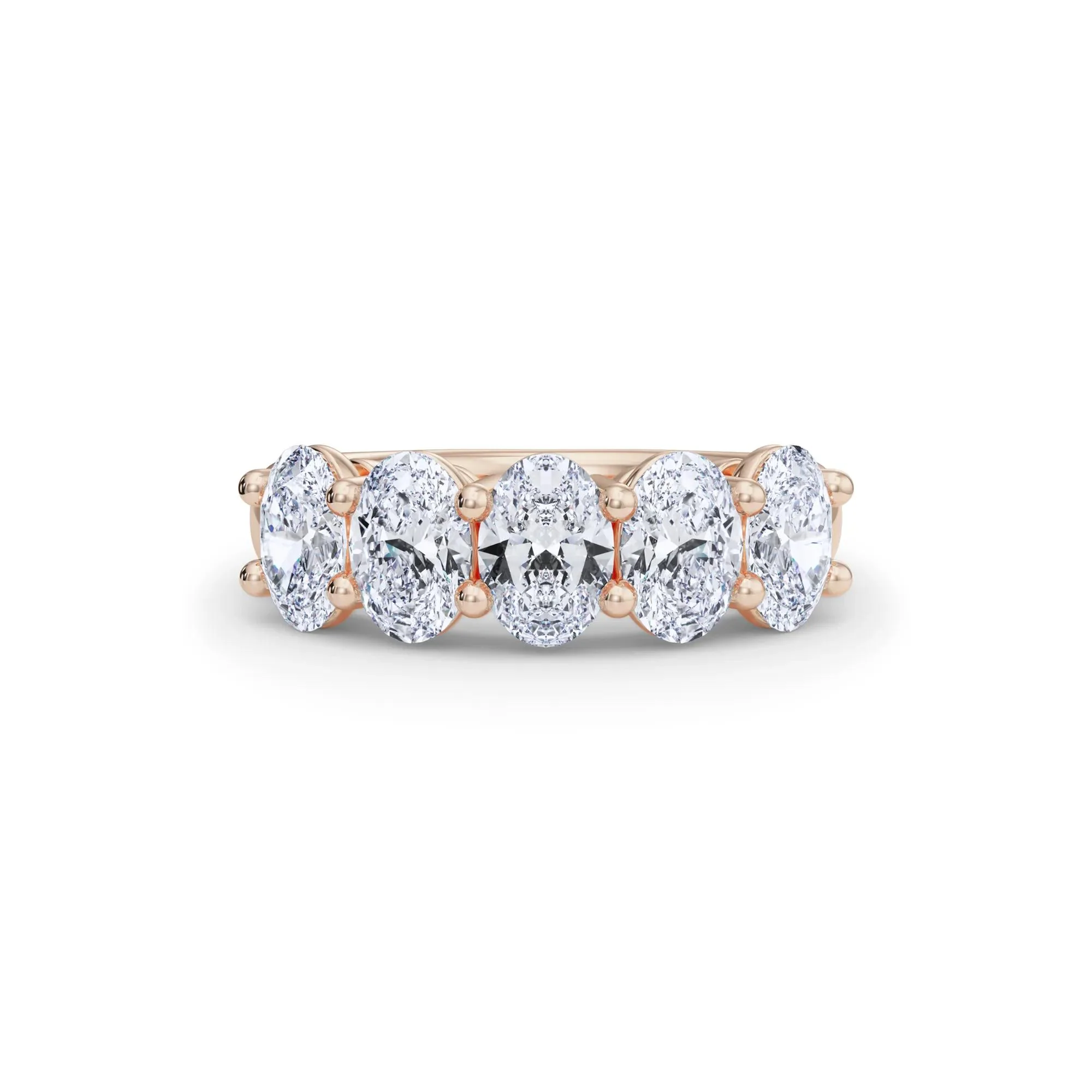 3 CT. Tw. Lab Grown Diamond Five-Stone Anniversary Band Ring 14K Rose Gold Size 8 6.5mm