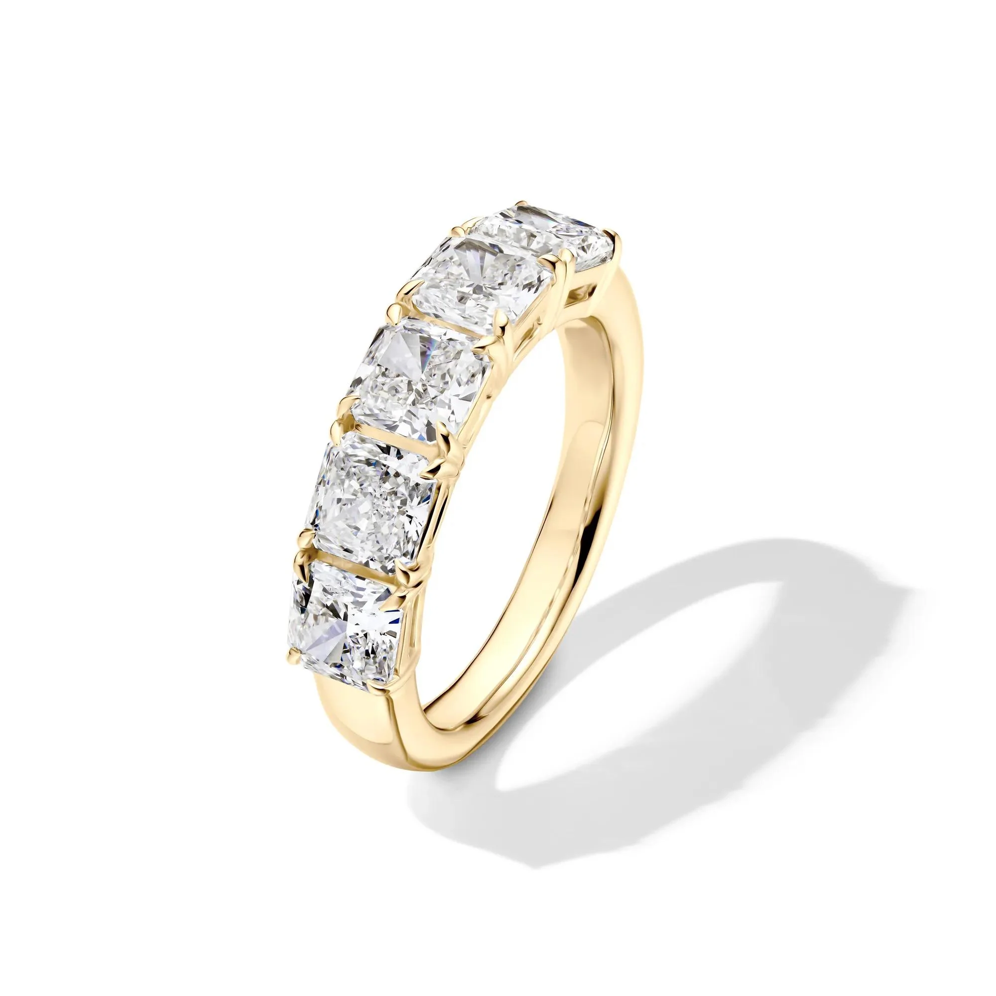 3 CT. Tw. Lab Grown Diamond Five-Stone Anniversary Band Ring 14K Yellow Gold Size 4.5 5mm - Image 4