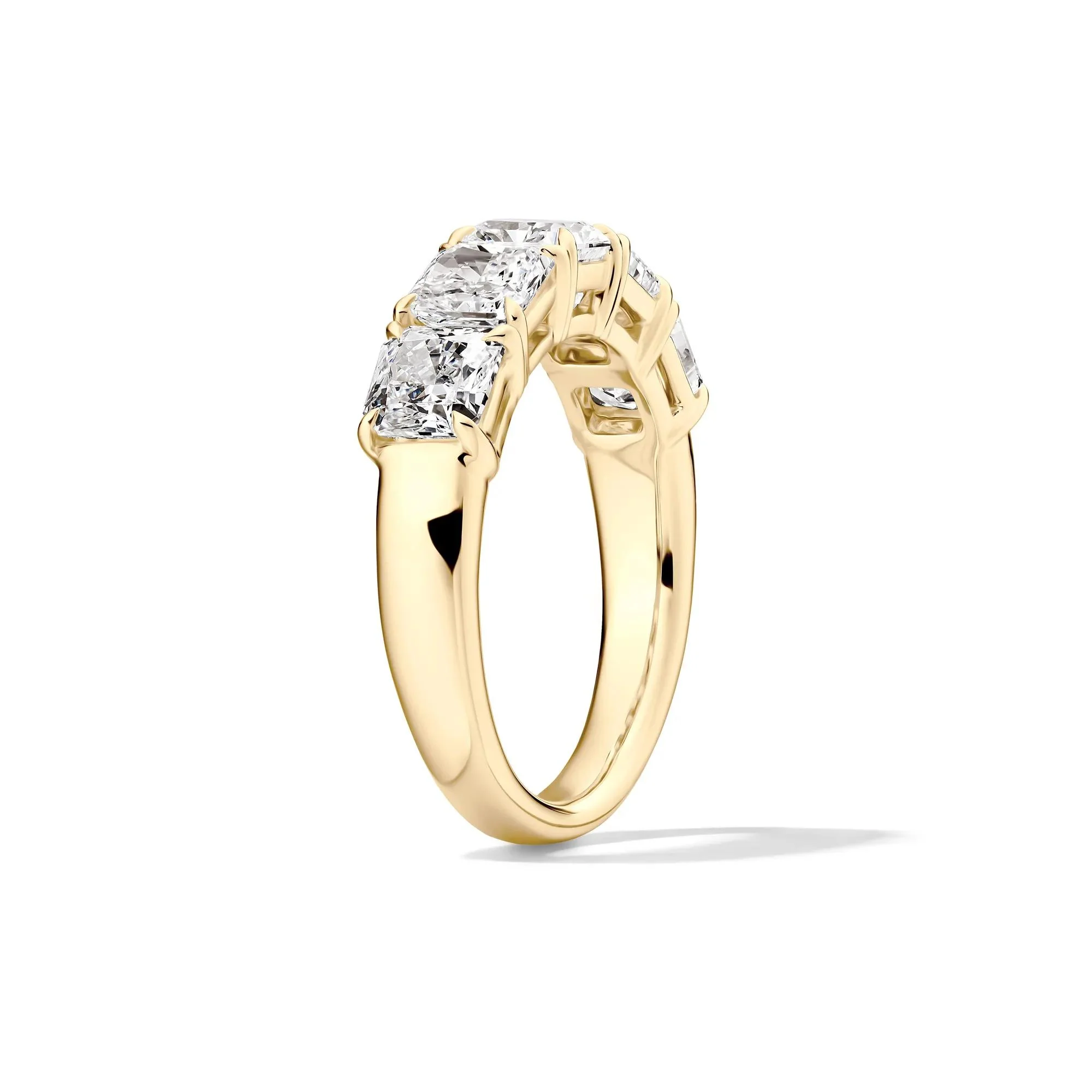 3 CT. Tw. Lab Grown Diamond Five-Stone Anniversary Band Ring 14K Yellow Gold Size 8.5 5mm - Image 3