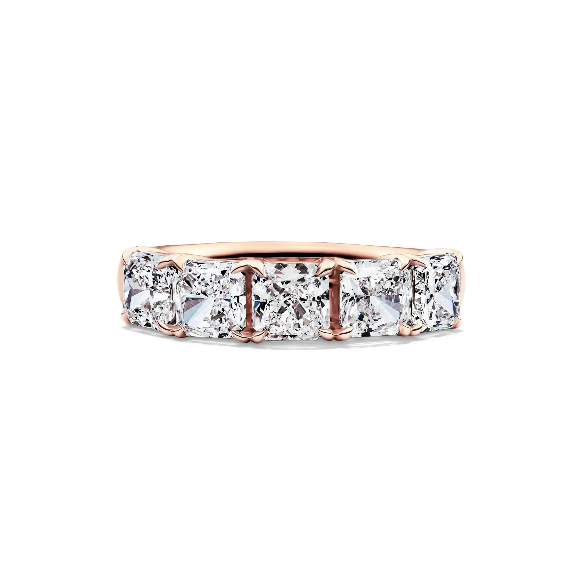3 CT. Tw. Lab Grown Diamond Five-Stone Anniversary Band Ring 14K Rose Gold Size 8 5mm