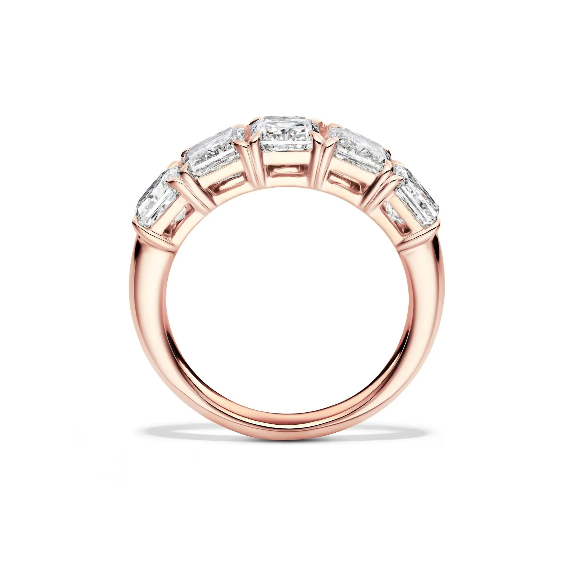 3 CT. Tw. Lab Grown Diamond Five-Stone Anniversary Band Ring 14K Rose Gold Size 8.5 5mm - Image 2