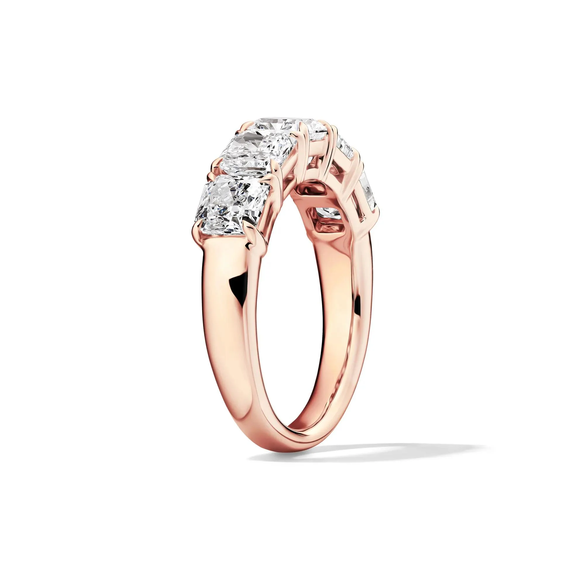 3 CT. Tw. Lab Grown Diamond Five-Stone Anniversary Band Ring 14K Rose Gold Size 9 5mm - Image 3