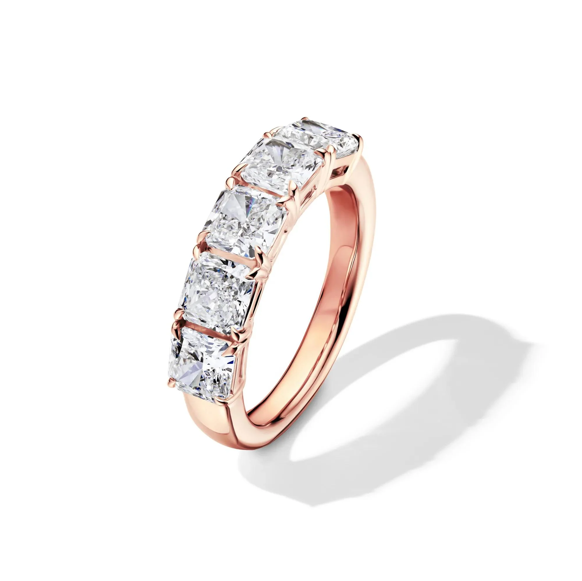 3 CT. Tw. Lab Grown Diamond Five-Stone Anniversary Band Ring 14K Rose Gold Size 9 5mm - Image 4