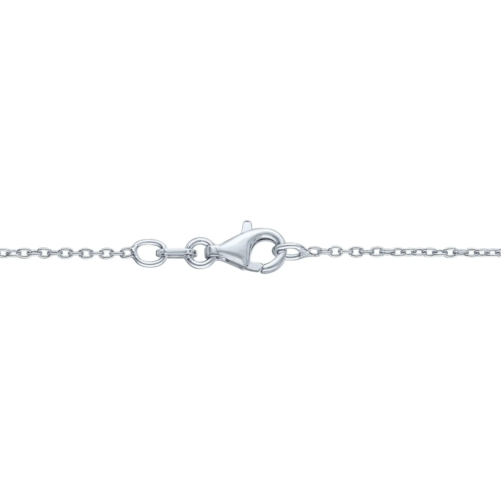 Lab-Created Blue Sapphire and Diamond Accent Pear-Shaped Half Halo Necklace .925 Sterling Silver White Size 17.5" - Image 3