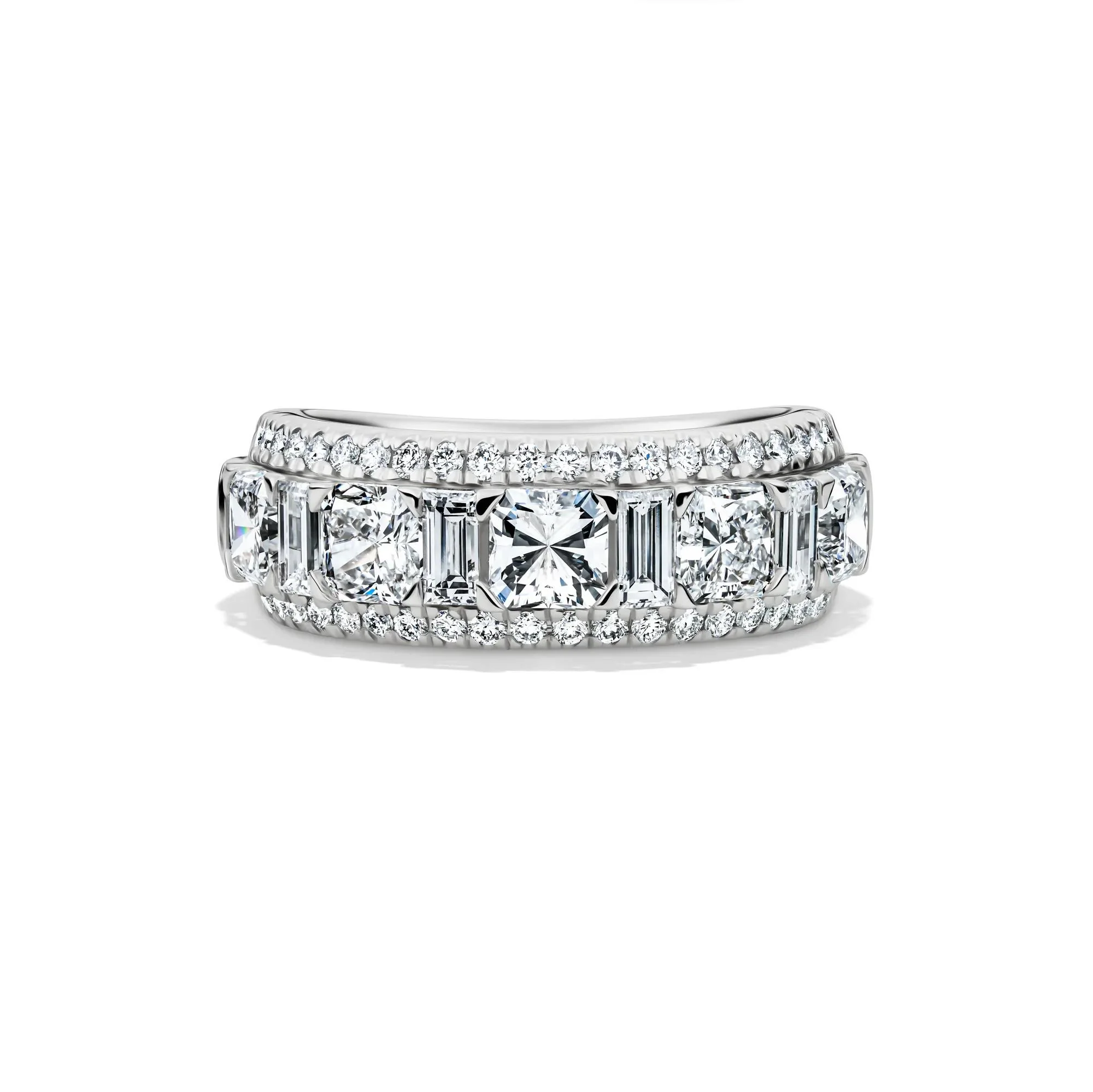 3 CT. Tw. Lab Grown Diamond Multi-Row Anniversary Band Ring 14K White Gold Size 8.5 7mm