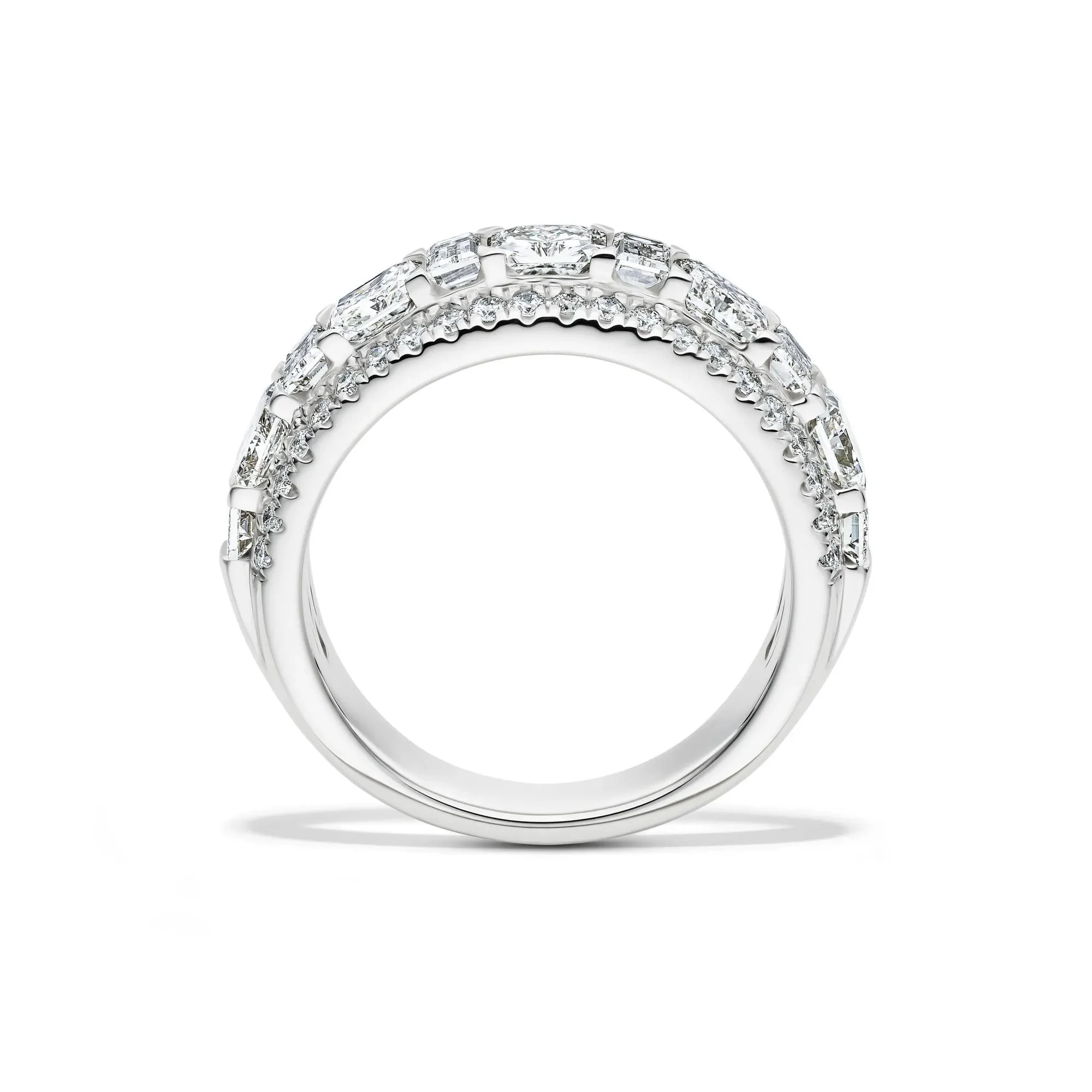 3 CT. Tw. Lab Grown Diamond Multi-Row Anniversary Band Ring 14K White Gold Size 8.5 7mm - Image 2