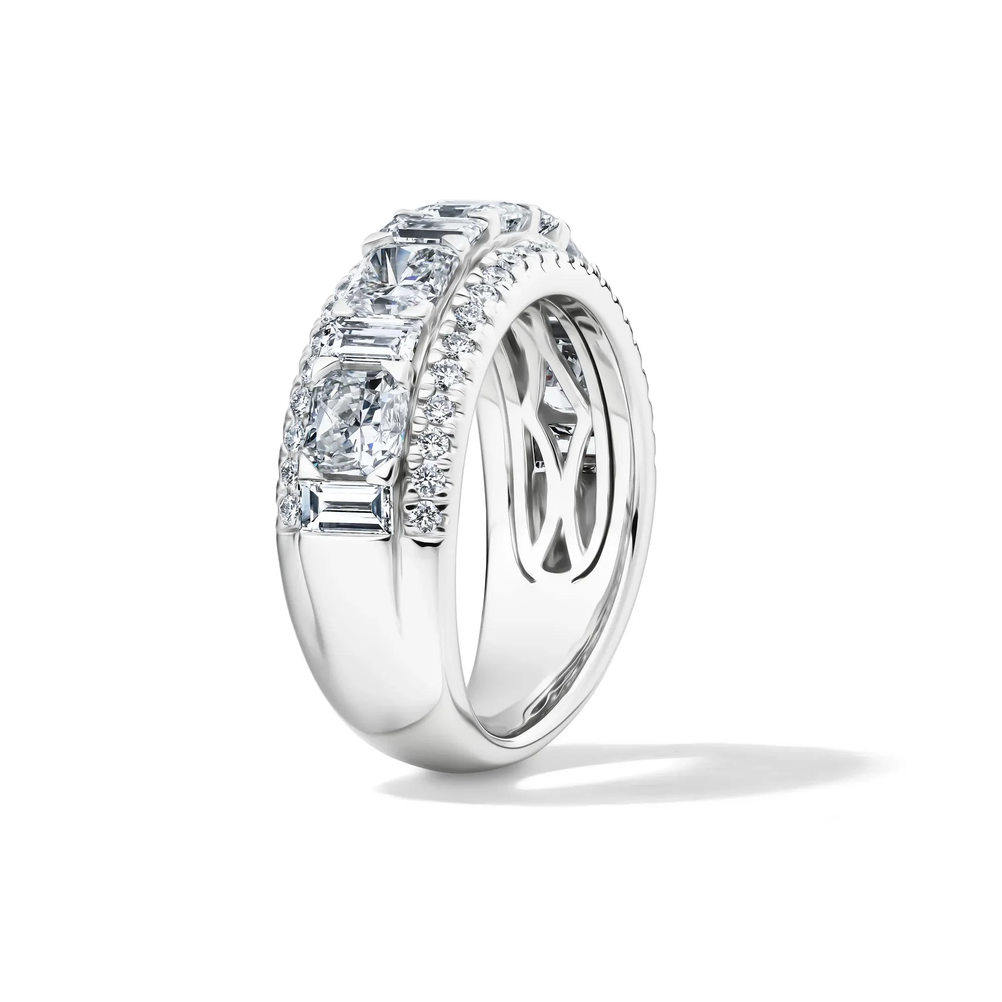 3 CT. Tw. Lab Grown Diamond Multi-Row Anniversary Band Ring 14K White Gold Size 8.5 7mm - Image 3