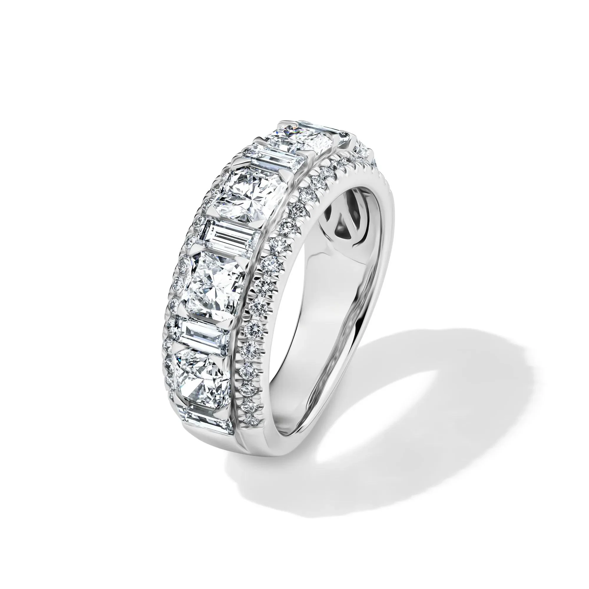 3 CT. Tw. Lab Grown Diamond Multi-Row Anniversary Band Ring 14K White Gold Size 8.5 7mm - Image 4