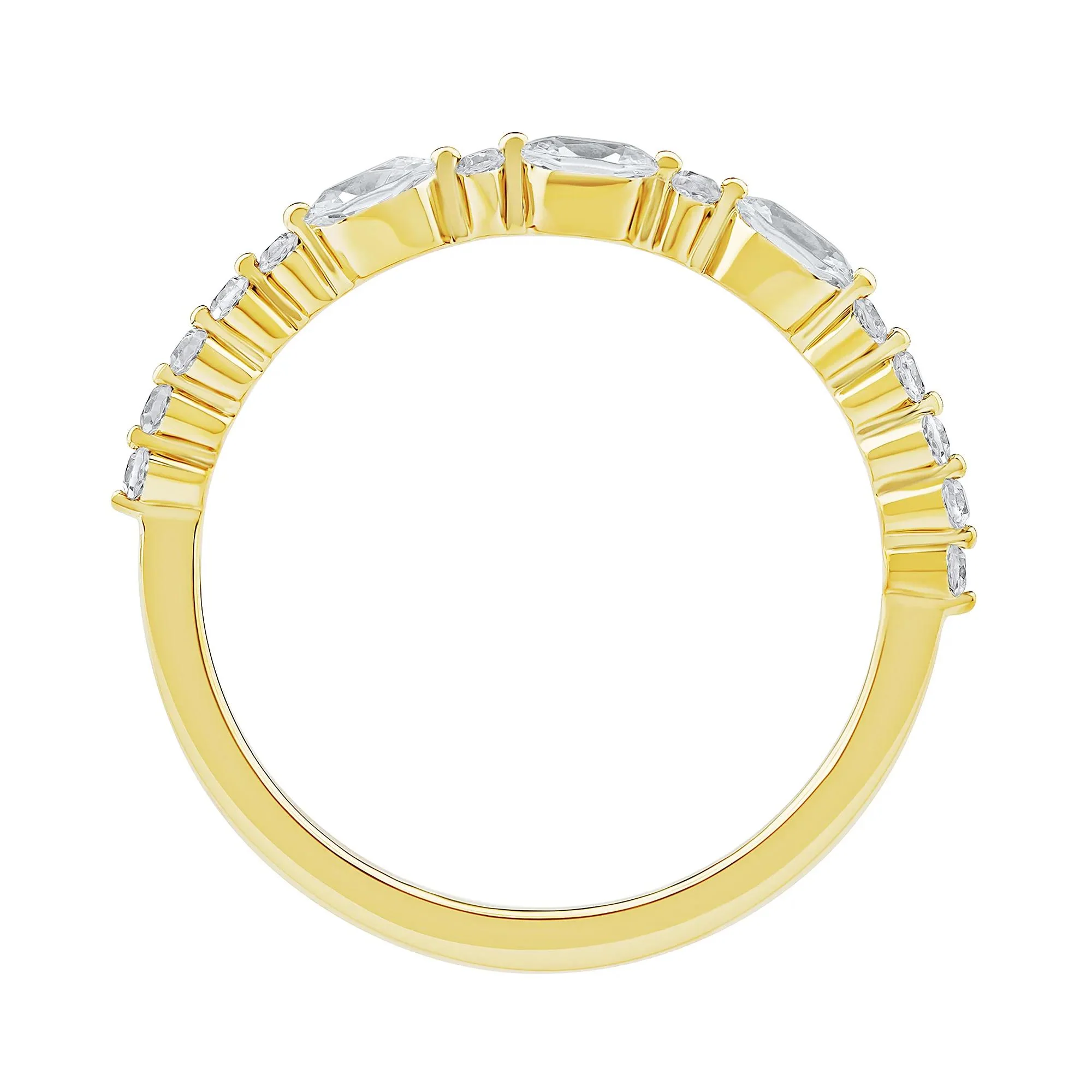 1/2 CT. Tw. Lab Grown Diamond Oval Band Ring 10K Yellow Gold Round Brilliant Cut Size 6.5 2mm - Image 2