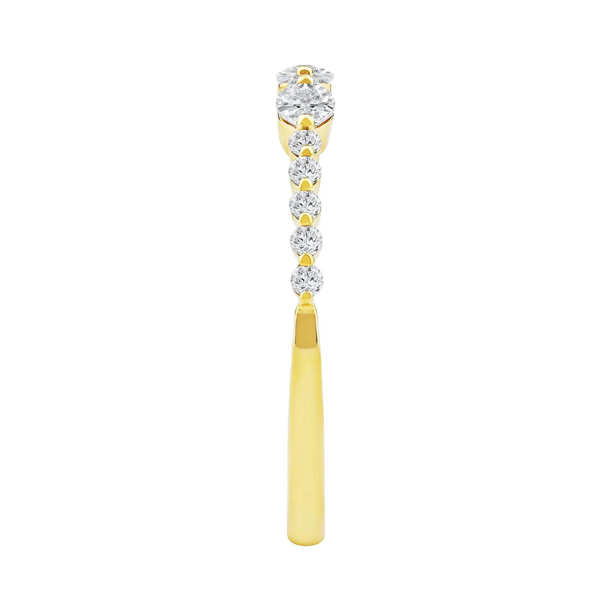 1/2 CT. Tw. Lab Grown Diamond Oval Band Ring 10K Yellow Gold Round Brilliant Cut Size 7.5 2mm - Image 3