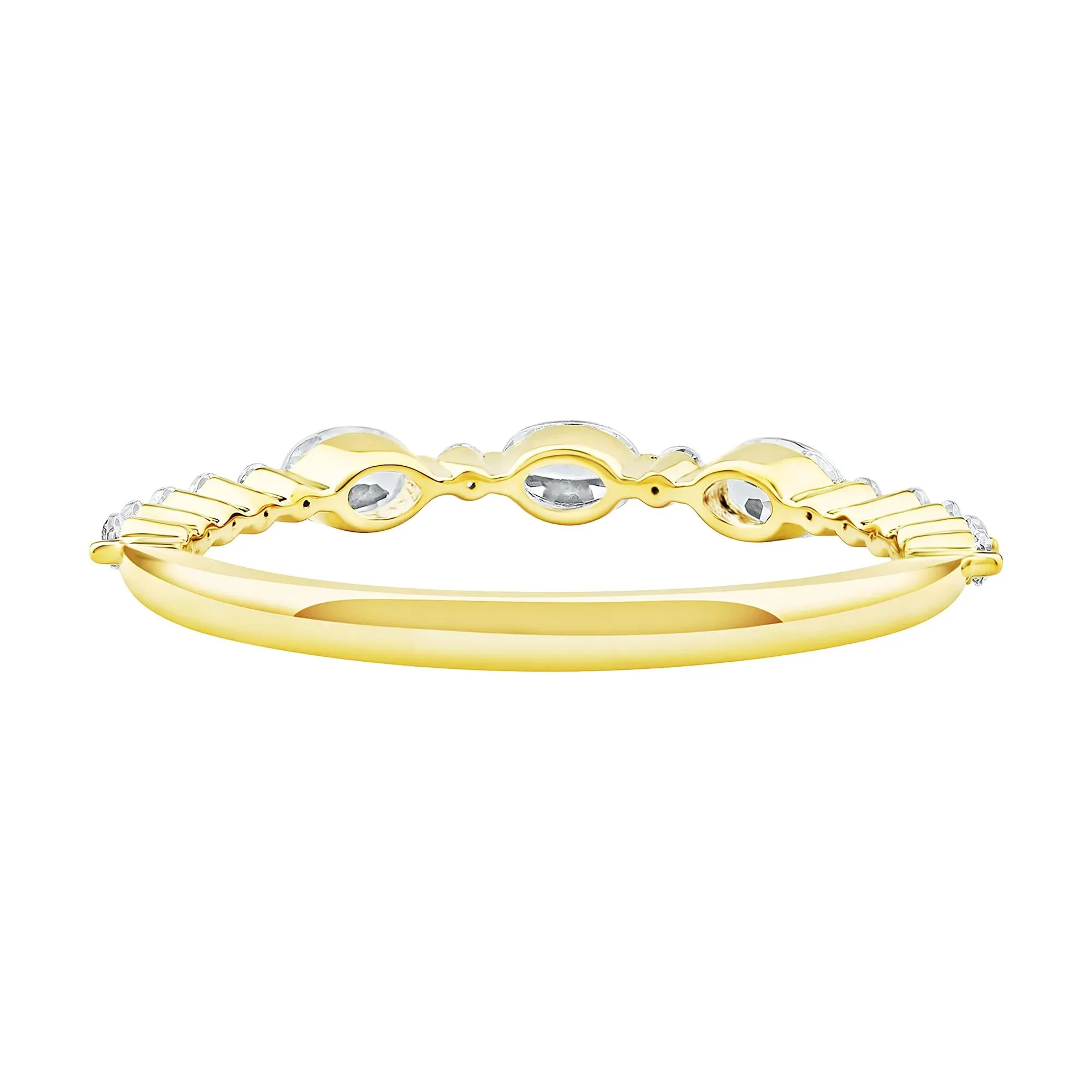1/2 CT. Tw. Lab Grown Diamond Oval Band Ring 10K Yellow Gold Round Brilliant Cut Size 8 2mm - Image 4