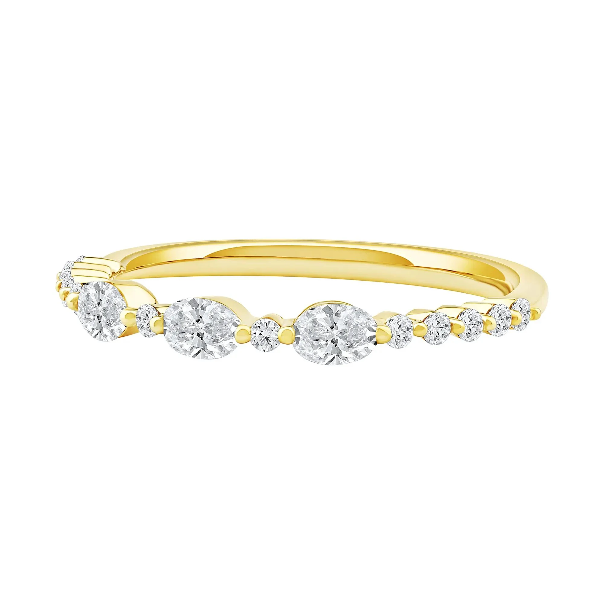 1/2 CT. Tw. Lab Grown Diamond Oval Band Ring 10K Yellow Gold Round Brilliant Cut Size 8.5 2mm - Image 5