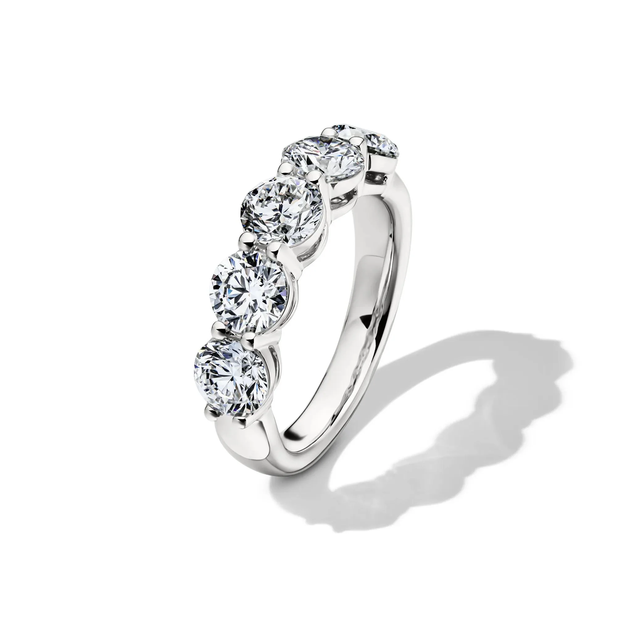 3 CT. Tw. Lab Grown Diamond Five-Stone Anniversary Band Ring 14K White Gold Round Brilliant Cut Size 6 5.5mm - Image 4
