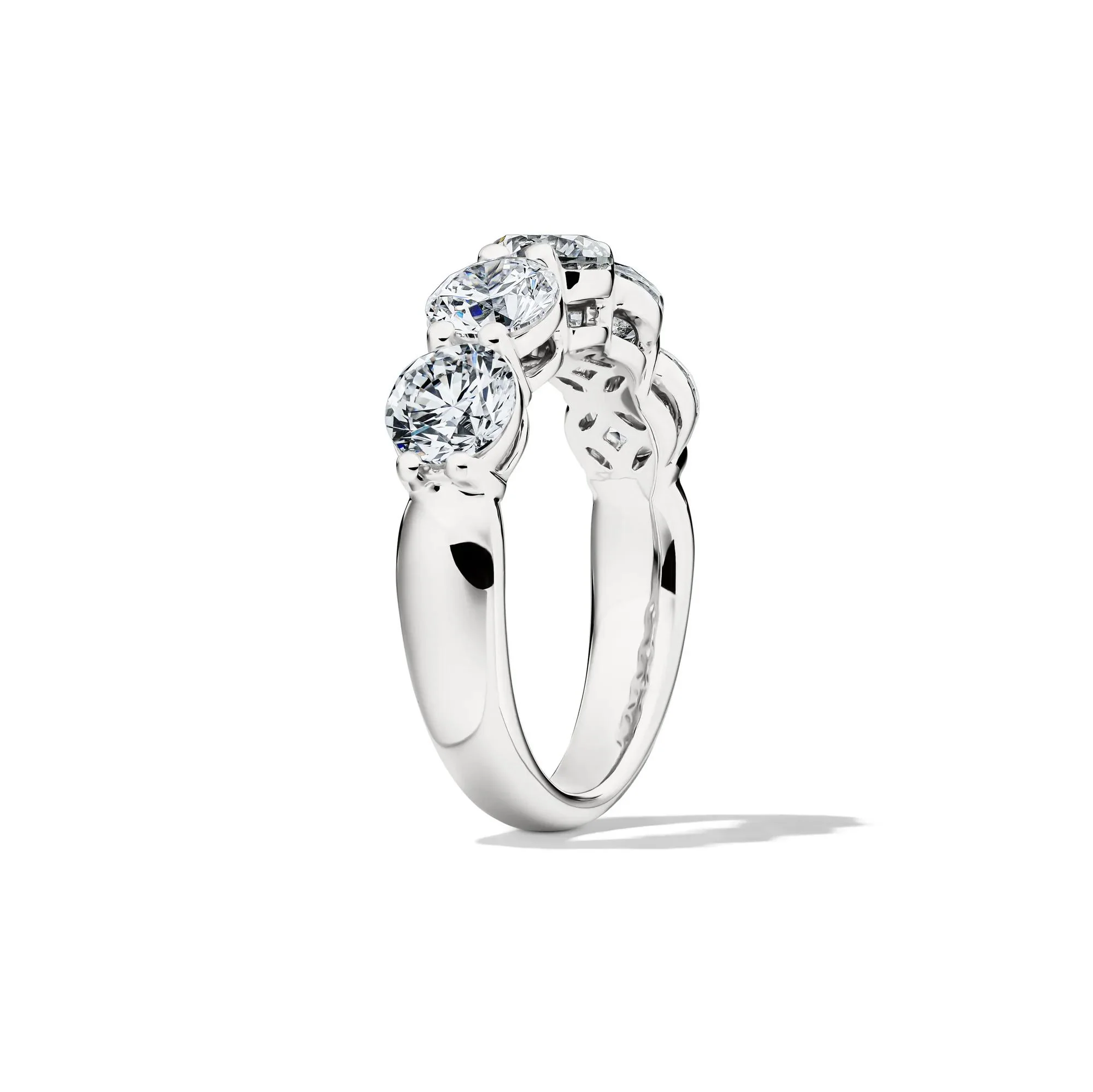 3 CT. Tw. Lab Grown Diamond Five-Stone Anniversary Band Ring 14K White Gold Round Brilliant Cut Size 8 5.5mm - Image 3