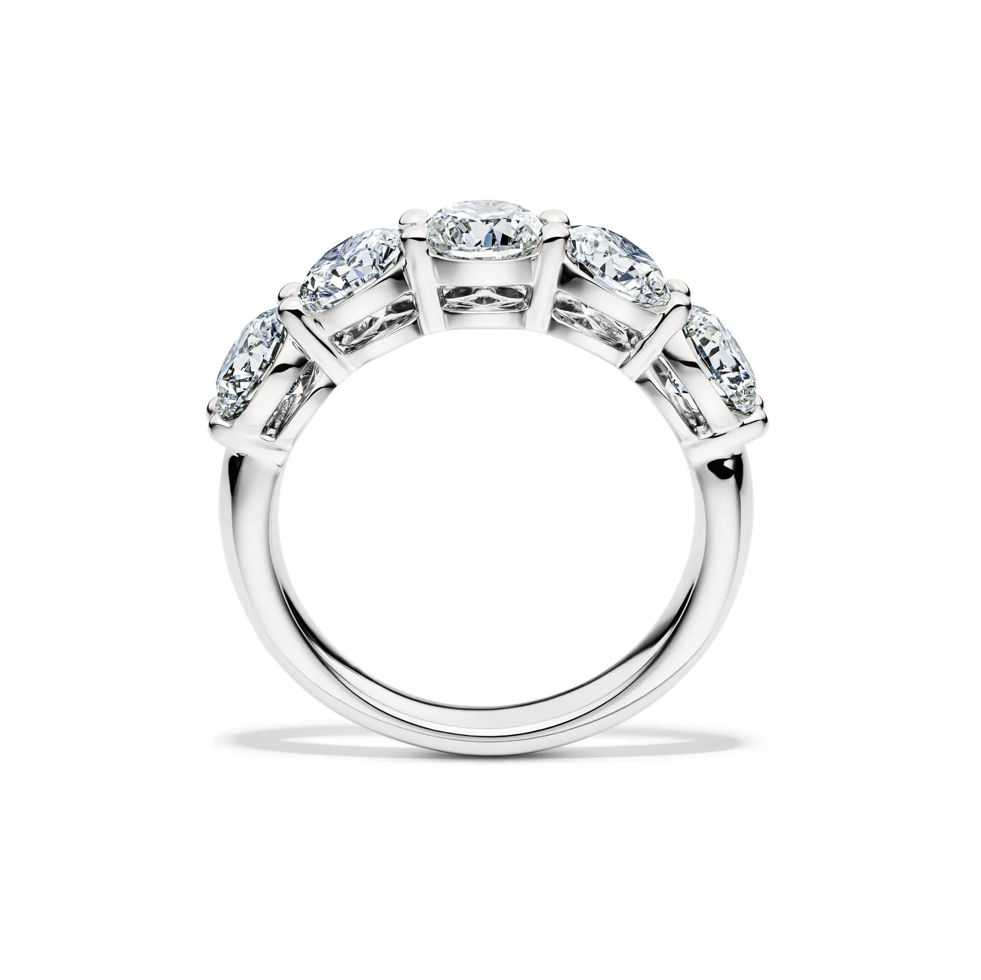 3 CT. Tw. Lab Grown Diamond Five-Stone Anniversary Band Ring 14K White Gold Round Brilliant Cut Size 8.5.5mm - Image 2