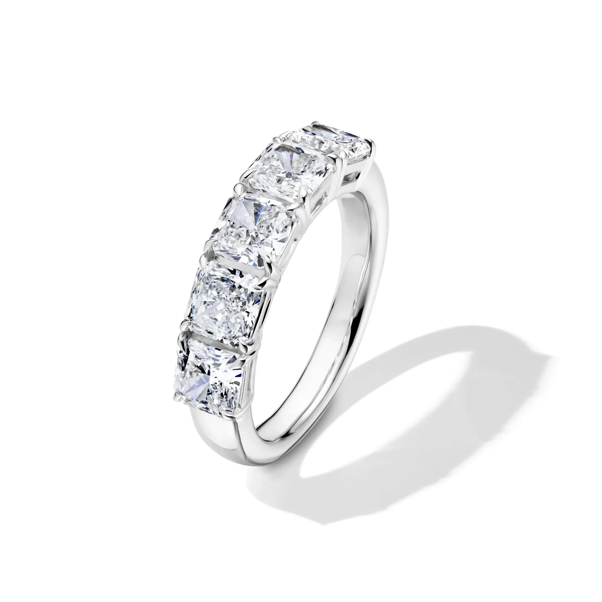 3 CT. Tw. Lab Grown Diamond Five-Stone Anniversary Band Ring 14K White Gold Size 8 5mm - Image 4