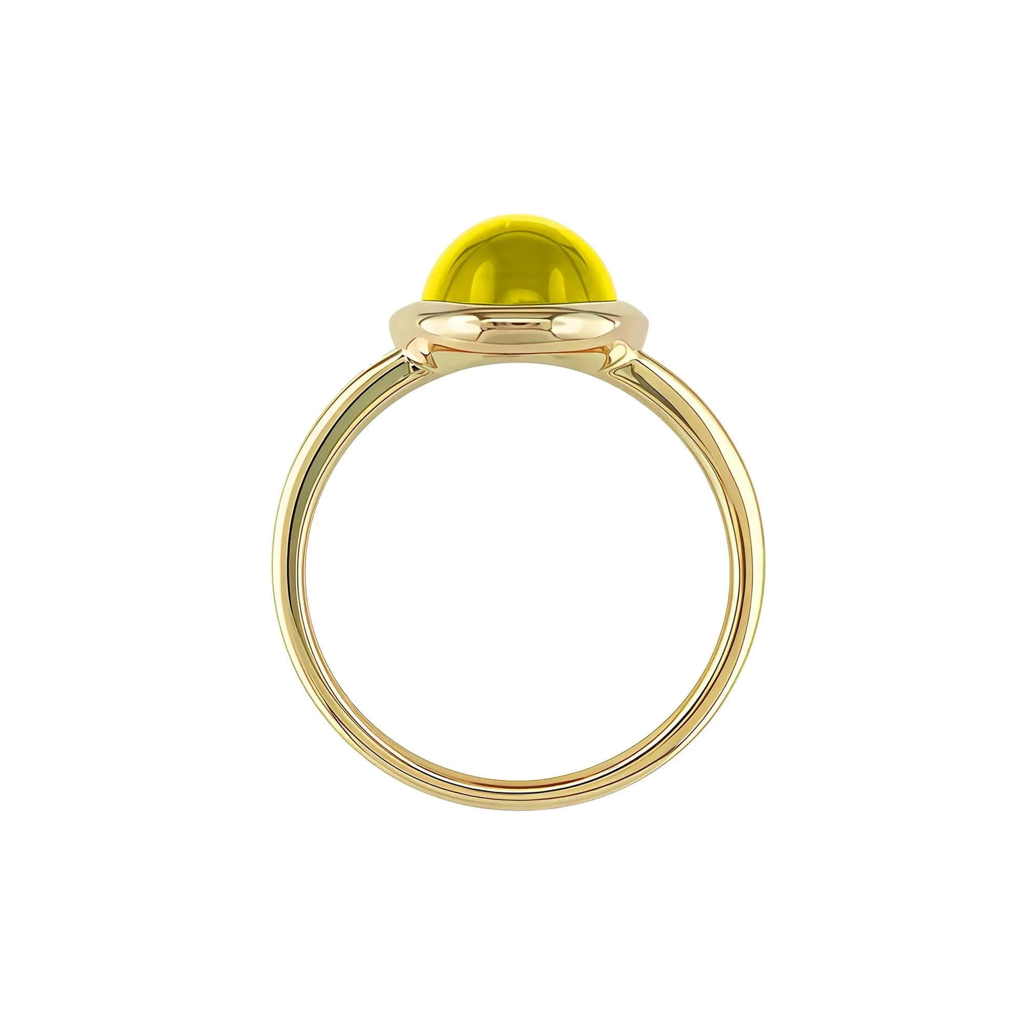 Oval-Shaped Cabochon Citrine Ring 10K Yellow Gold Size 9 1mm - Image 2