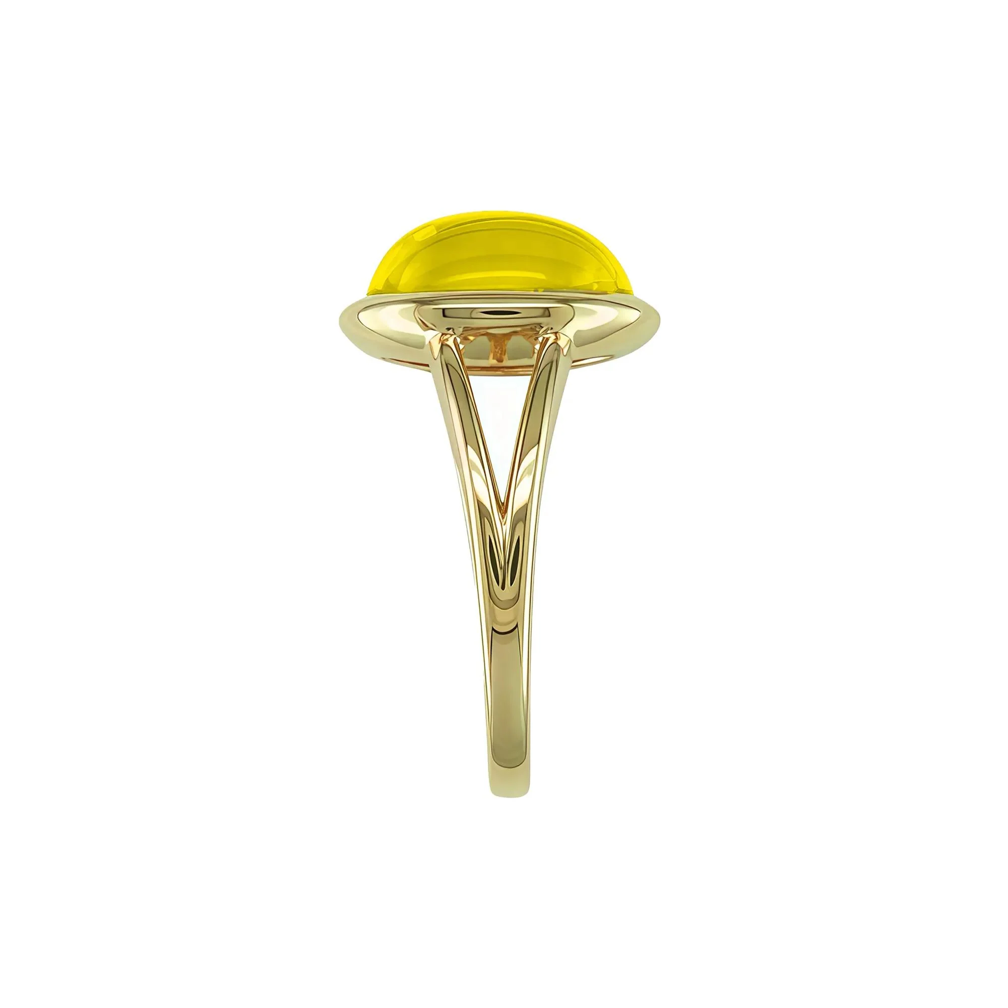 Oval-Shaped Cabochon Citrine Ring 10K Yellow Gold Size 9 1mm - Image 3