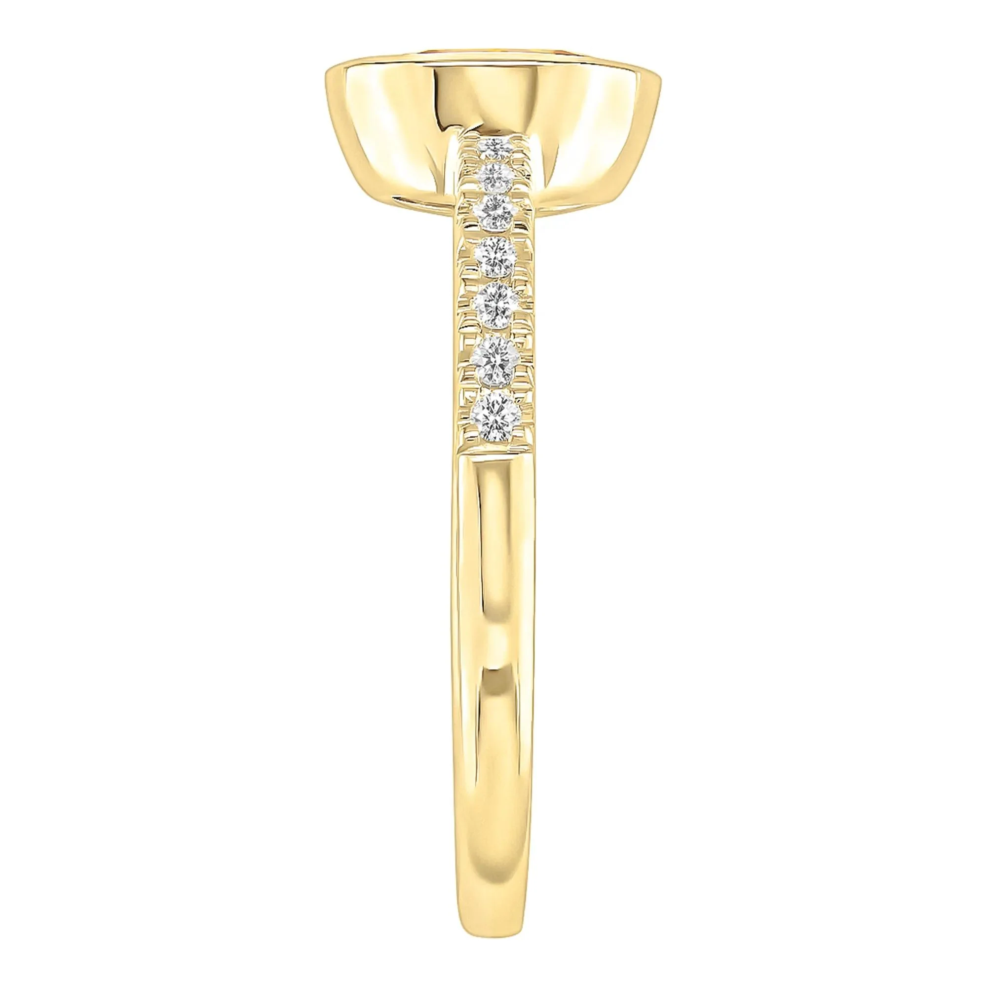 Bezel-Set Citrine Ring with Diamond Accent 10K Yellow Gold Round Brilliant Cut Size 7 1mm - Image 3