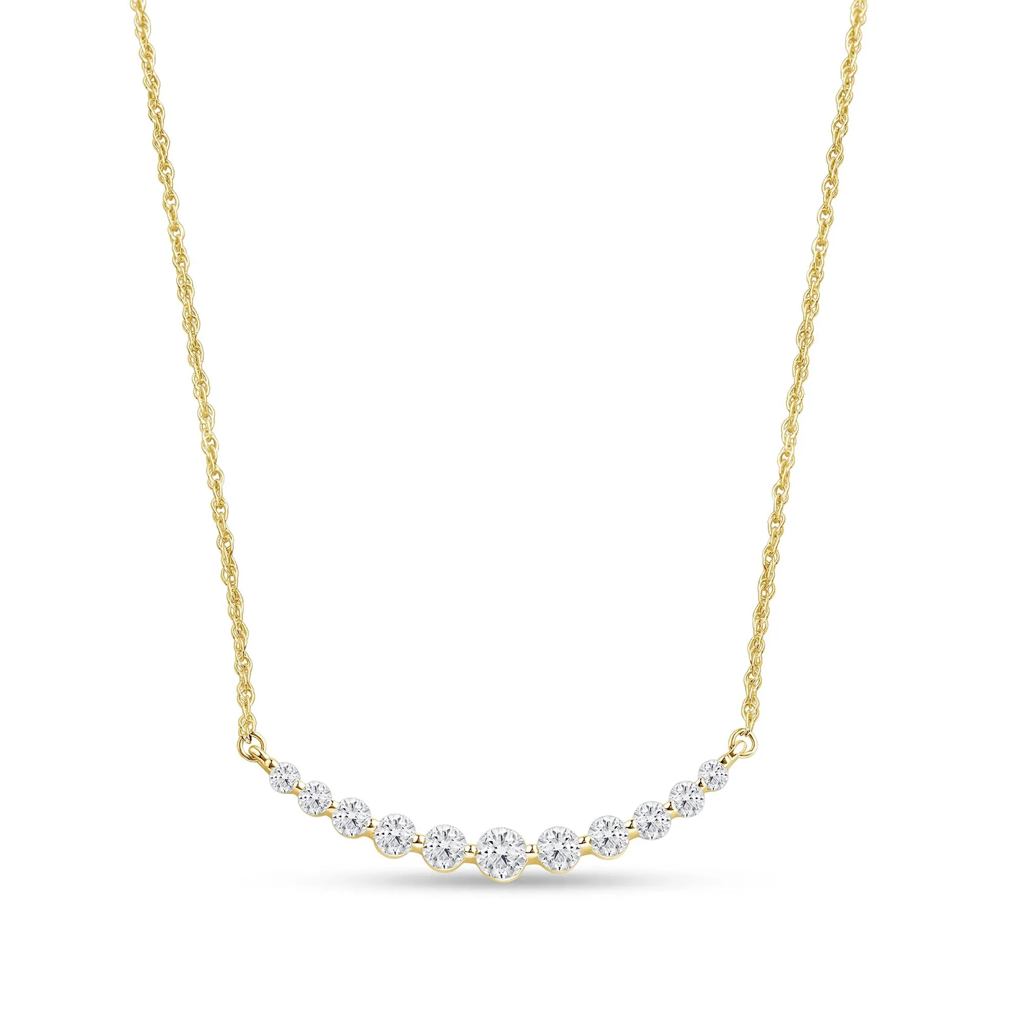 1/2 CT. Tw. Lab Grown Graduated Diamond Necklace 14K Yellow Gold Size 18"