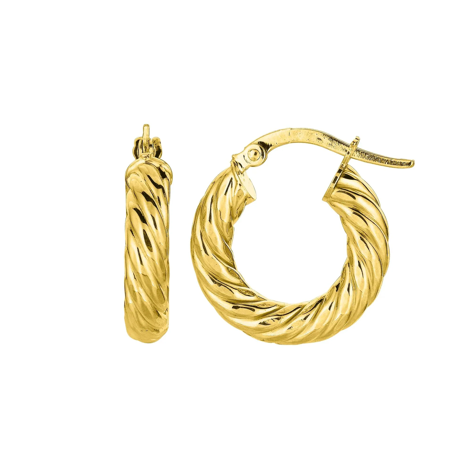 Textured Twist Hoop Earrings 14K Yellow Gold