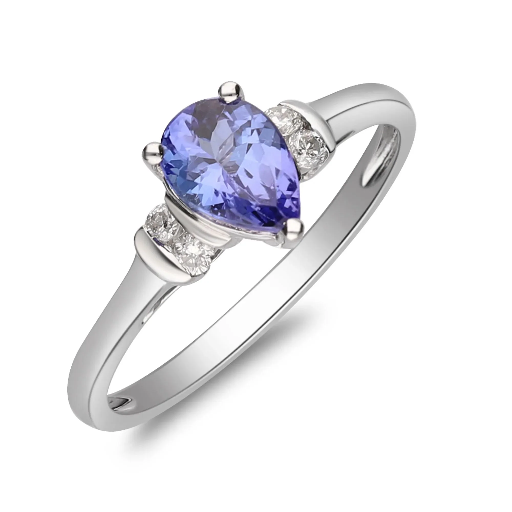 1/10 CT. Tw. Tanzanite and Diamond Ring 10K White Gold Size 7 2mm - Image 4