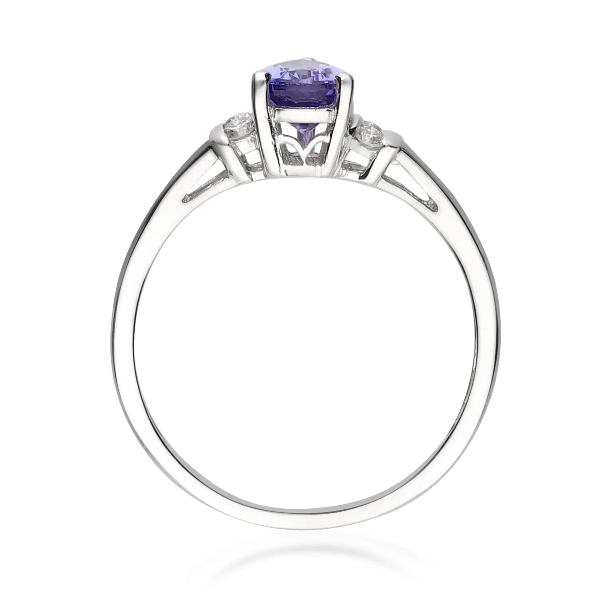 1/10 CT. Tw. Tanzanite and Diamond Ring 10K White Gold Size 7.5 2mm - Image 2