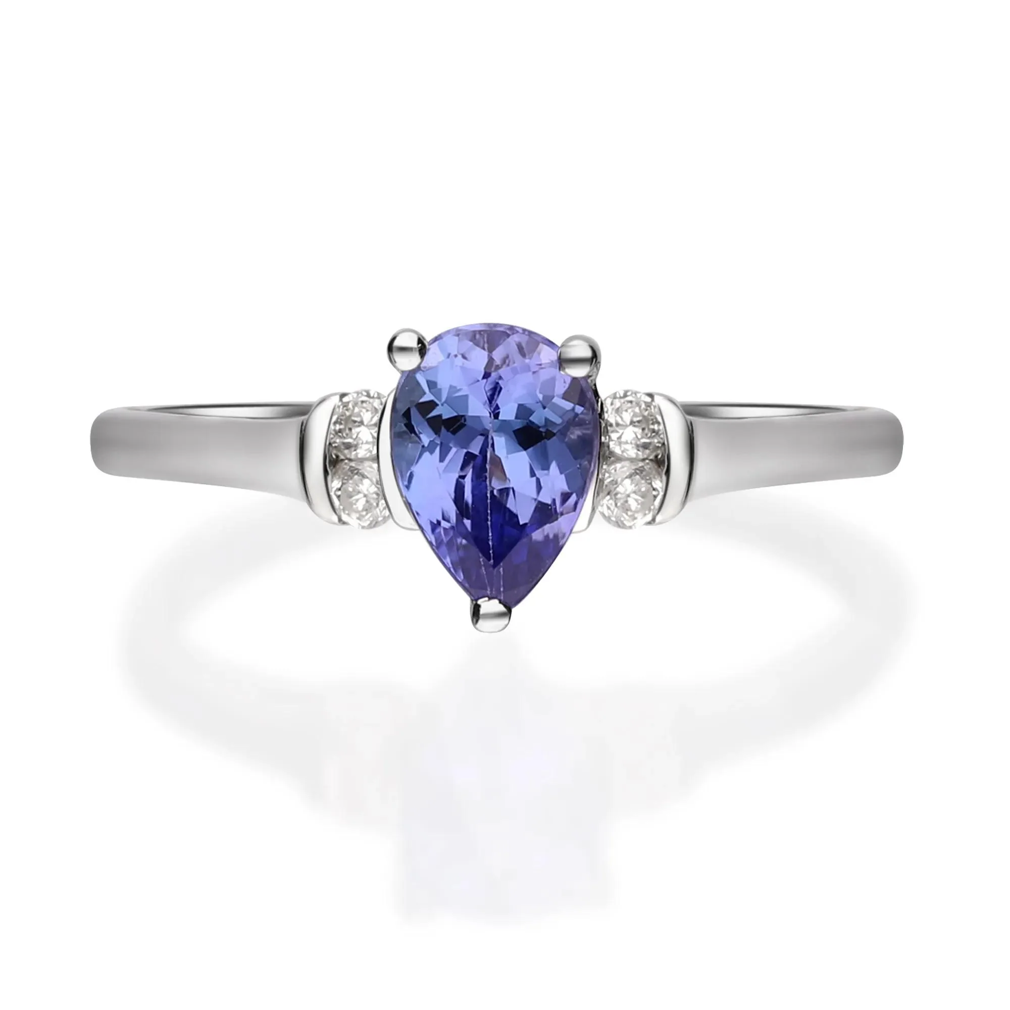 1/10 CT. Tw. Tanzanite and Diamond Ring 10K White Gold Size 8.5 2mm
