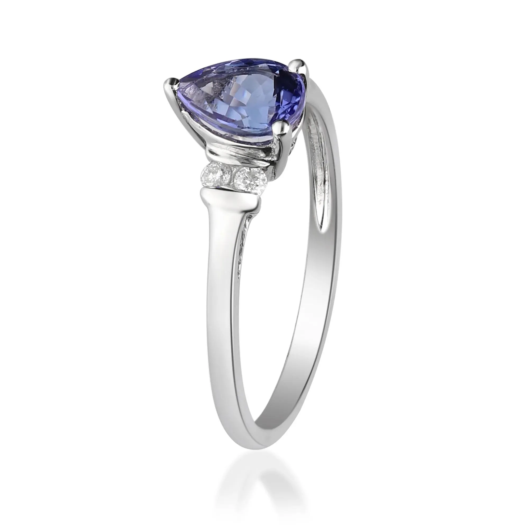 1/10 CT. Tw. Tanzanite and Diamond Ring 10K White Gold Size 8.5 2mm - Image 3