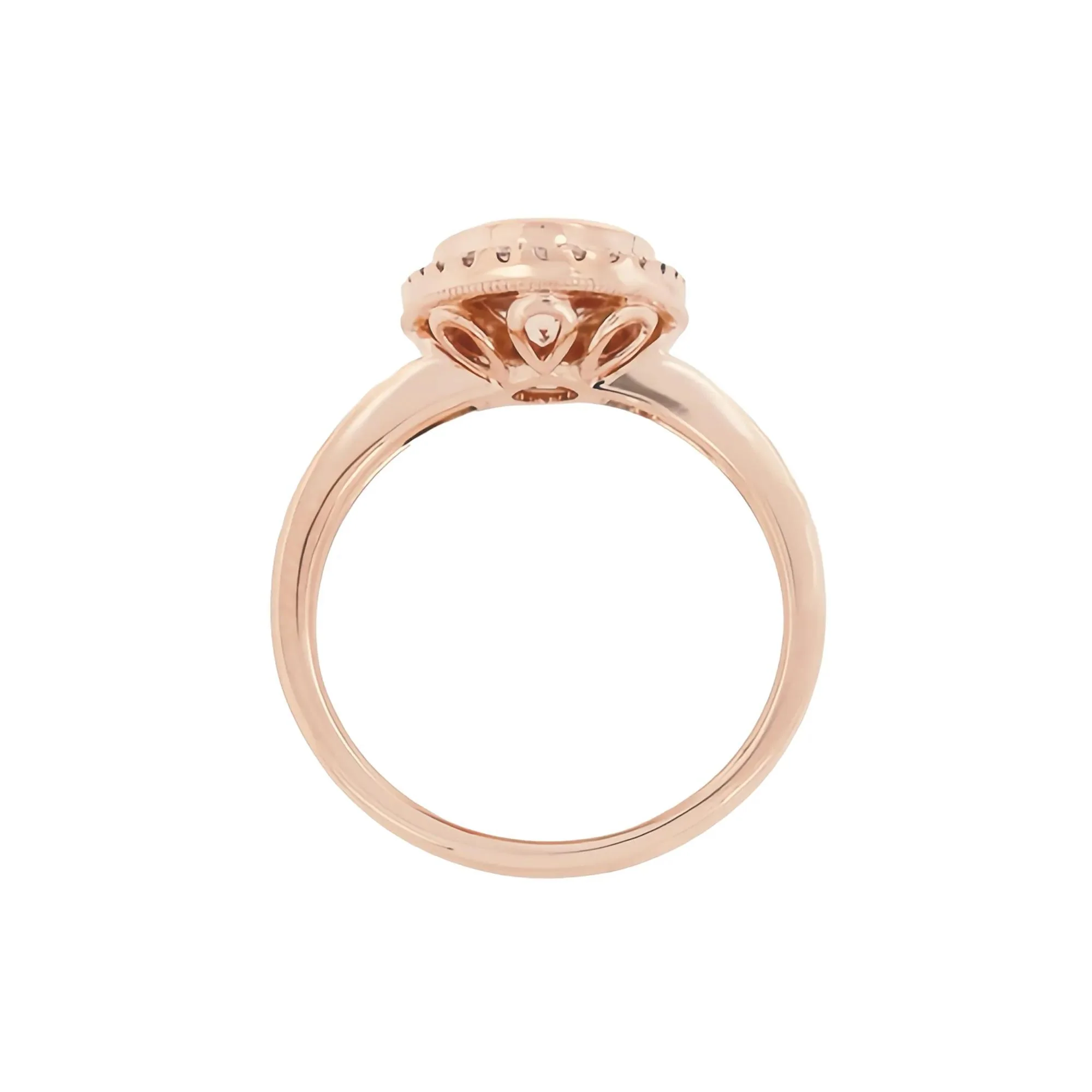 1/5 CT. Tw. Morganite and Diamond Oval Halo Ring 10K Rose Gold Size 8.5 1mm - Image 2