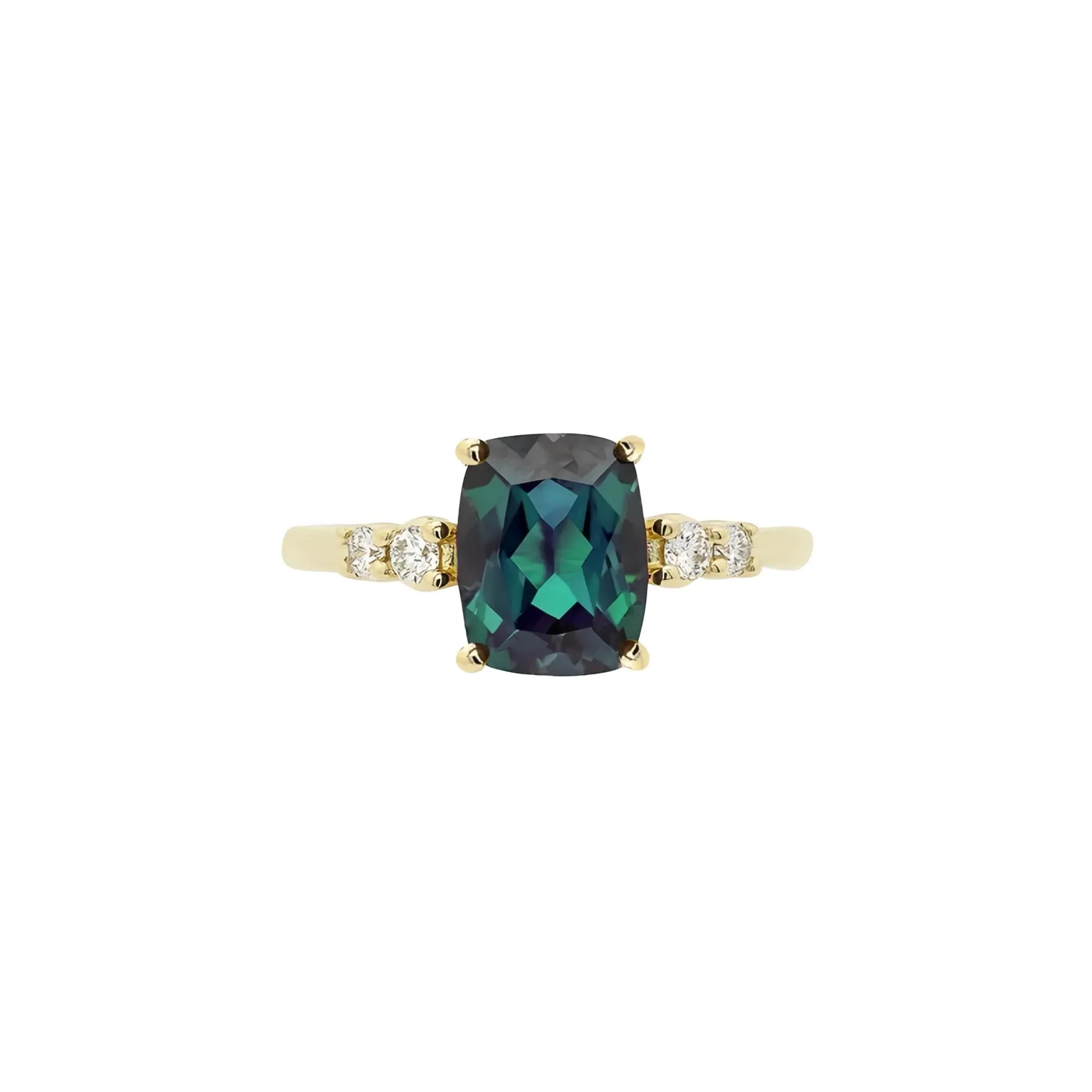 1/7 CT. Tw. Lab-Created Alexandrite and Diamond Ring 10K Yellow Gold Round Brilliant Cut Size 5.5 1mm