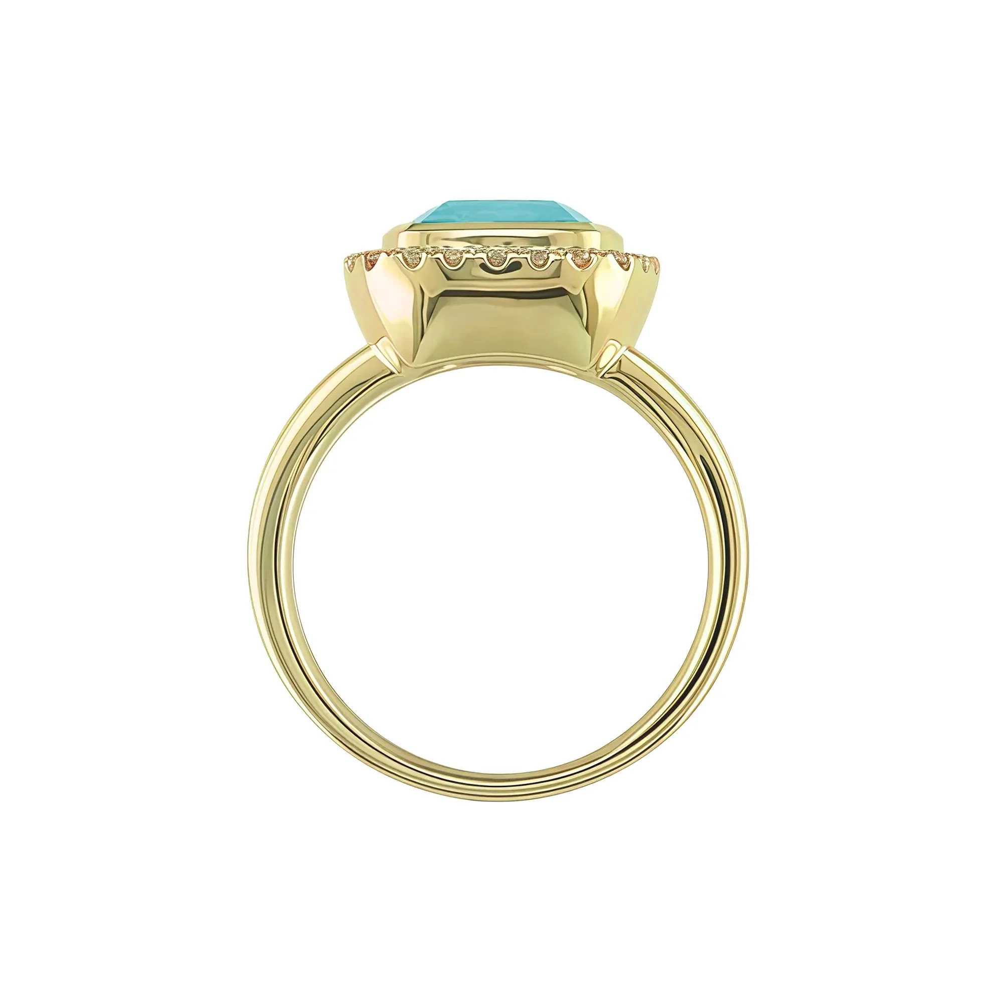 1/5 CT. Tw. Blue Topaz and Diamond Ring 10K Yellow Gold Size 9 1mm - Image 2