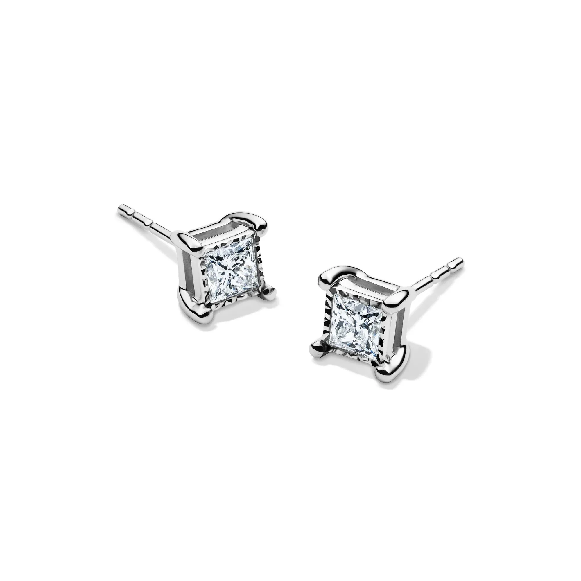 1/2 CT. Tw. Lab Grown Princess-Cut Diamond Illusion Stud Earrings 10K White Gold Size 6.30mm