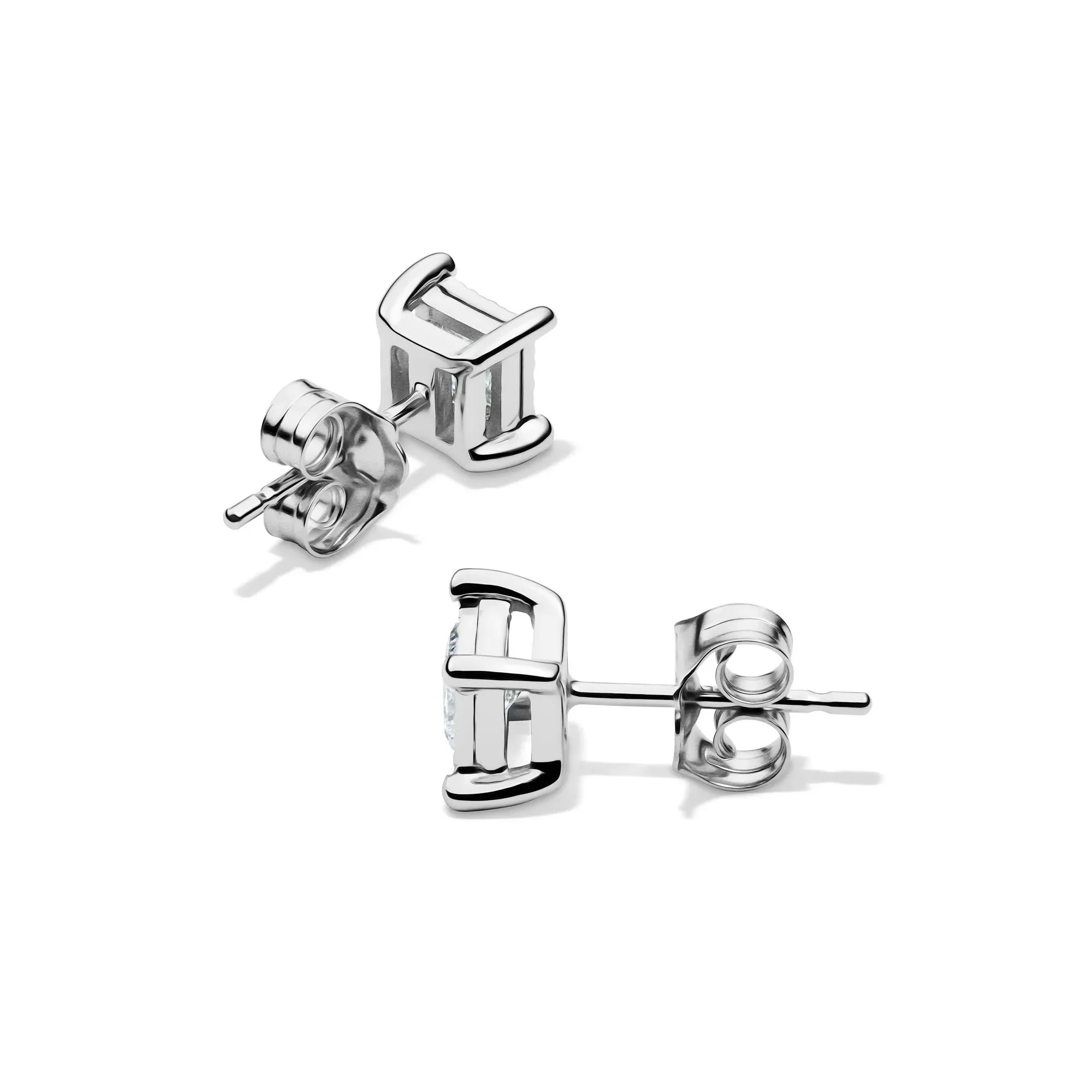 1/2 CT. Tw. Lab Grown Princess-Cut Diamond Illusion Stud Earrings 10K White Gold Size 6.30mm - Image 2