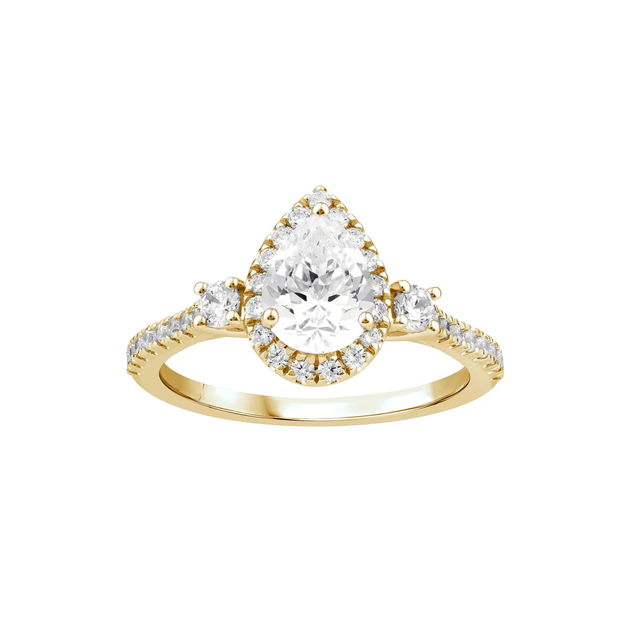 1/5 CT. Tw. Lab Grown Diamond Engagement Ring 10K Yellow Gold Round Brilliant Cut Size 7