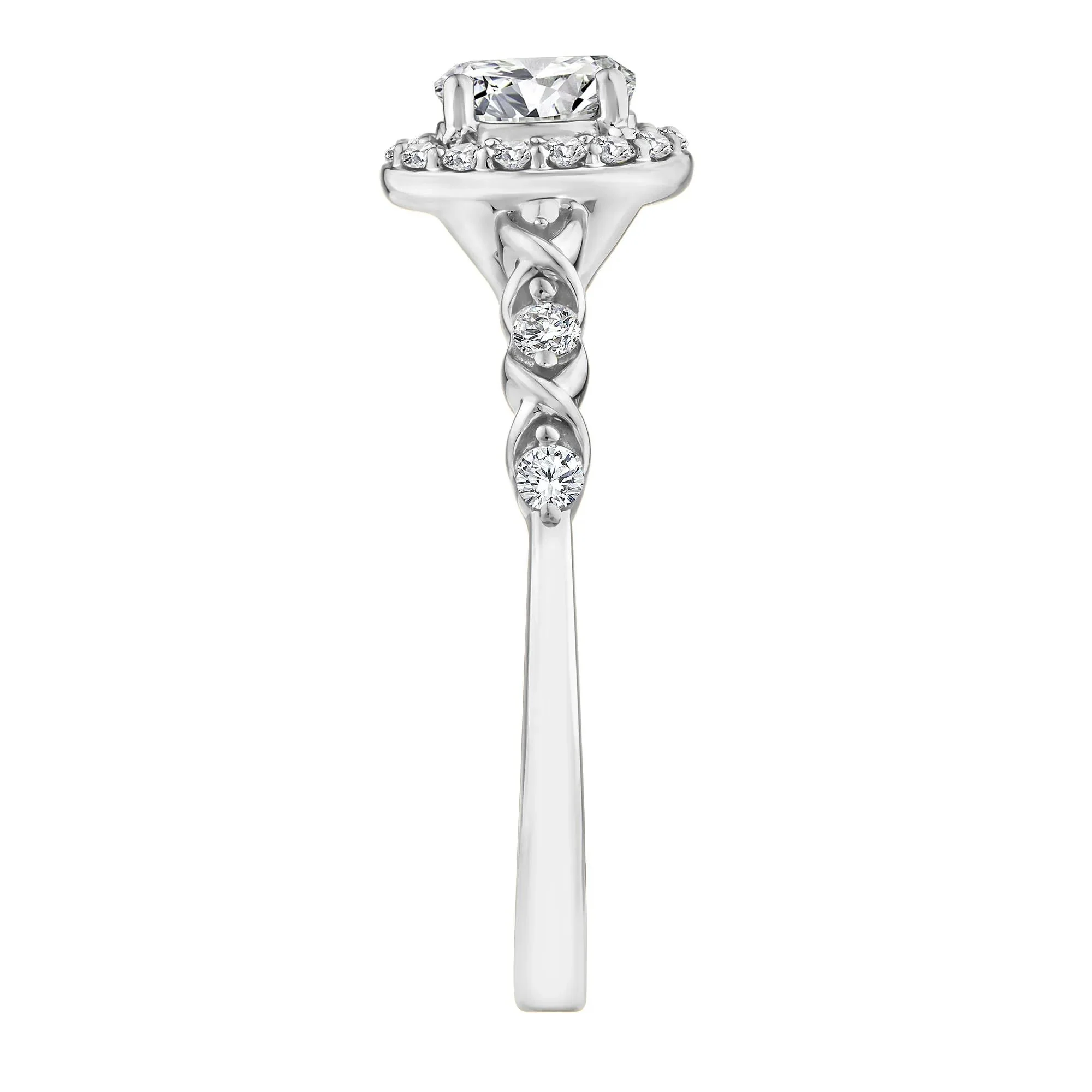 1/2 CT. Tw. Lab Grown Diamond Oval Halo Promise Ring 10K White Gold Round Brilliant Cut Size 7.5 - Image 3
