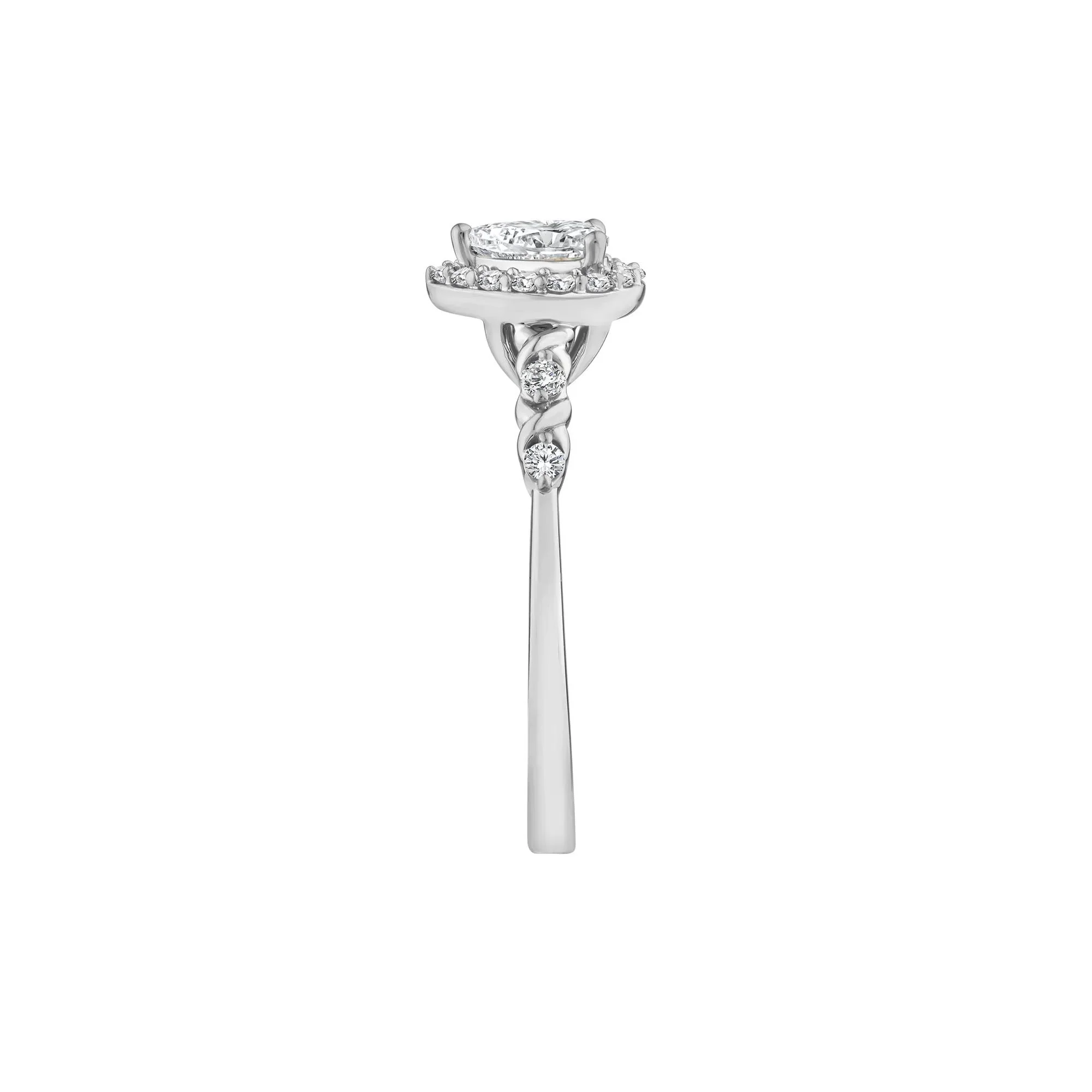 1/2 CT. Tw. Lab Grown Diamond Pear-Shaped Halo Promise Ring 10K White Gold Round Brilliant Cut Size 7.5 - Image 3