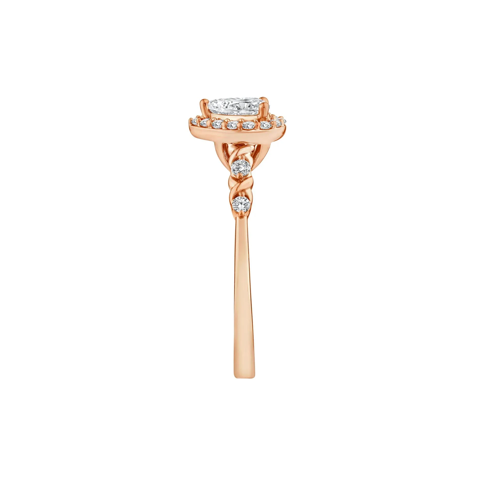 1/2 CT. Tw. Lab Grown Diamond Pear-Shaped Halo Promise Ring 10K Rose Gold Round Brilliant Cut Size 6.5 - Image 3